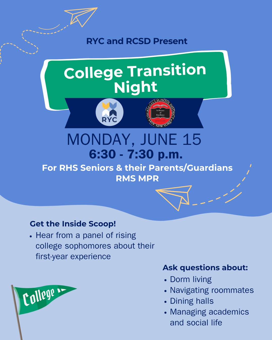 Inside Scoop to the College Transition - For High School Seniors and their Parents/Guardians image
