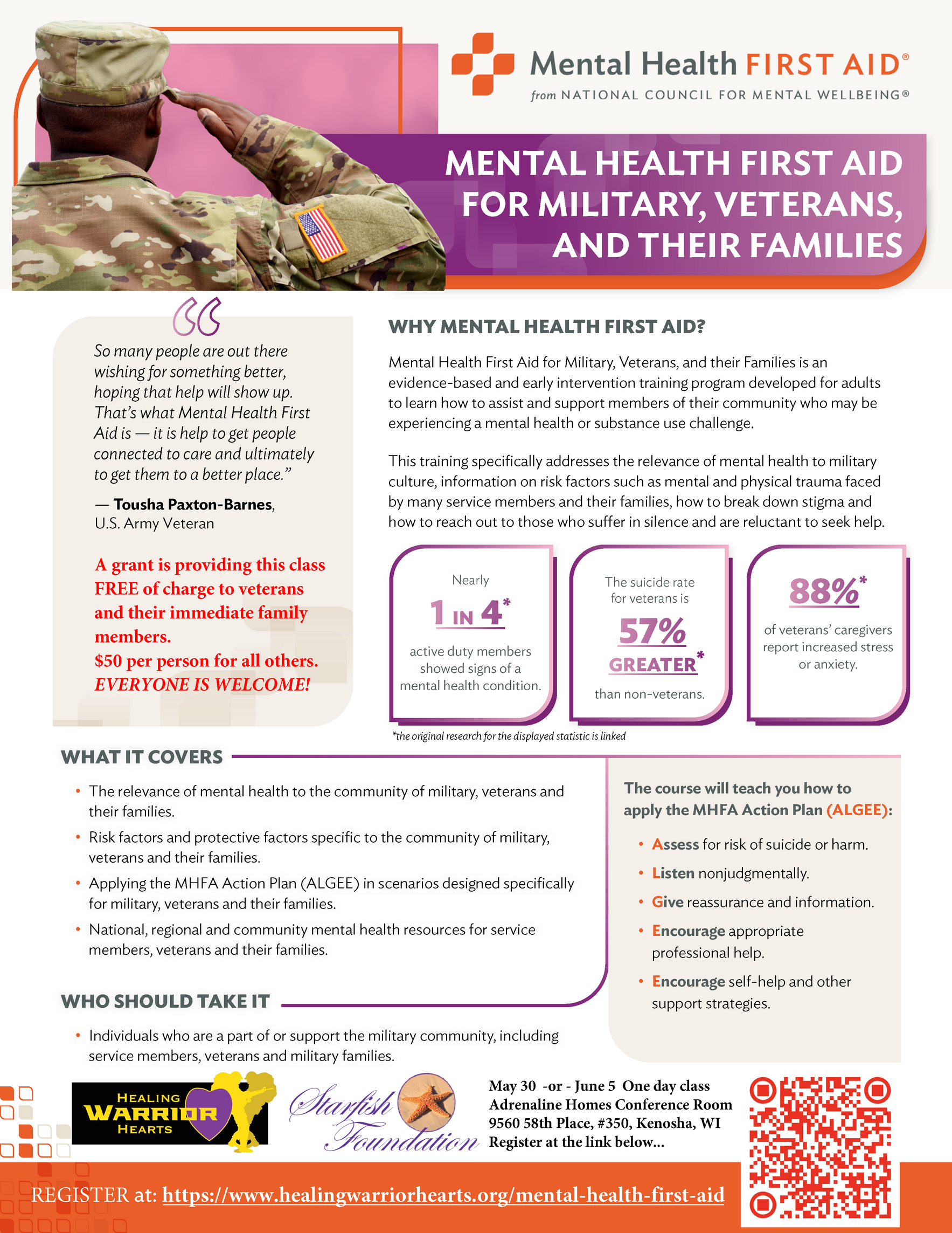 Mental Health First Aid Military/Veterans and Their Families image