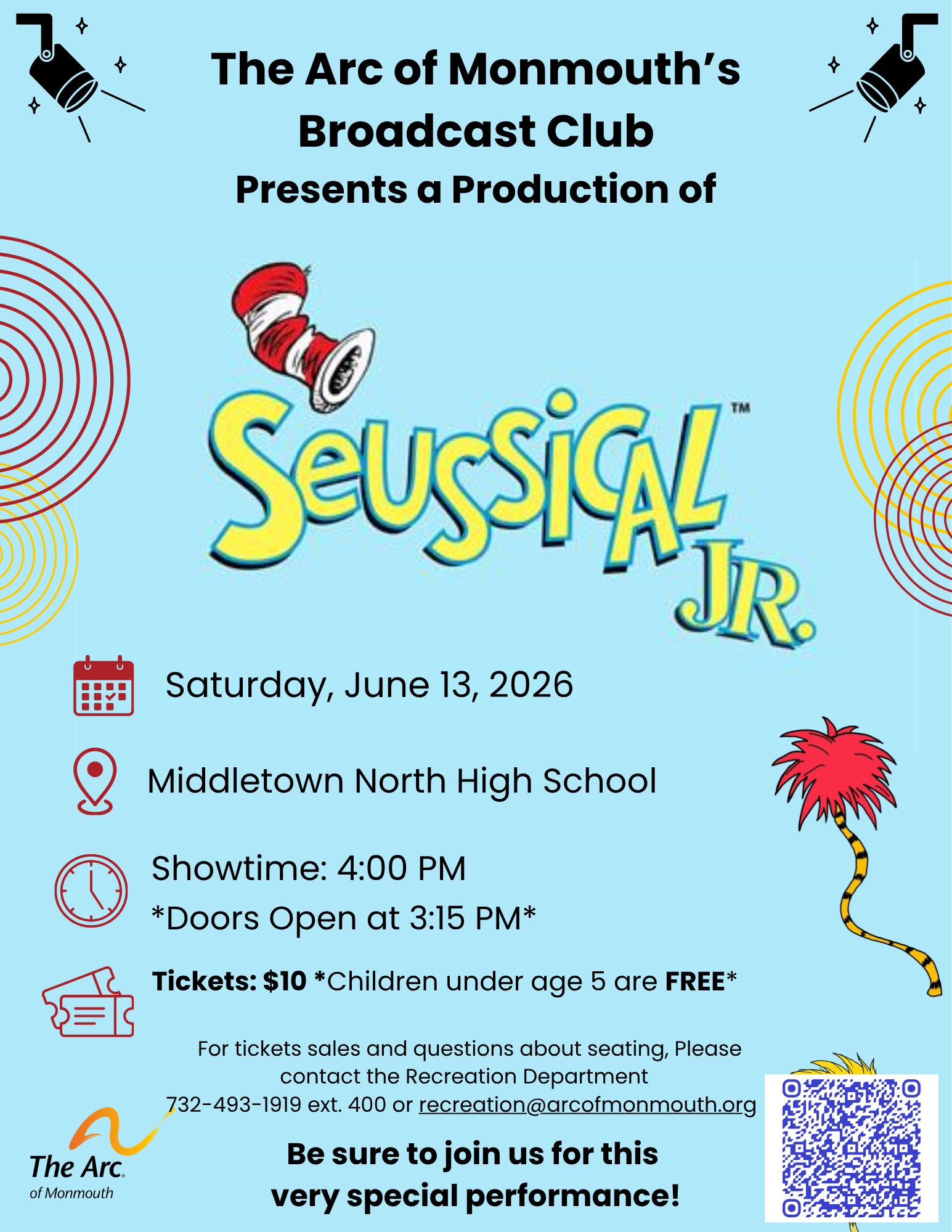The Arc of Monmouth Broadcast Club Presents Seussical Jr. image