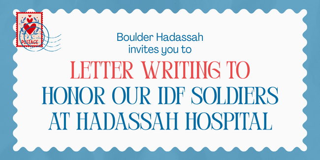 West - DMR - Boulder - Letter Writing to Honor our IDF Soldiers at Hadassah Hospitals - 2026 image