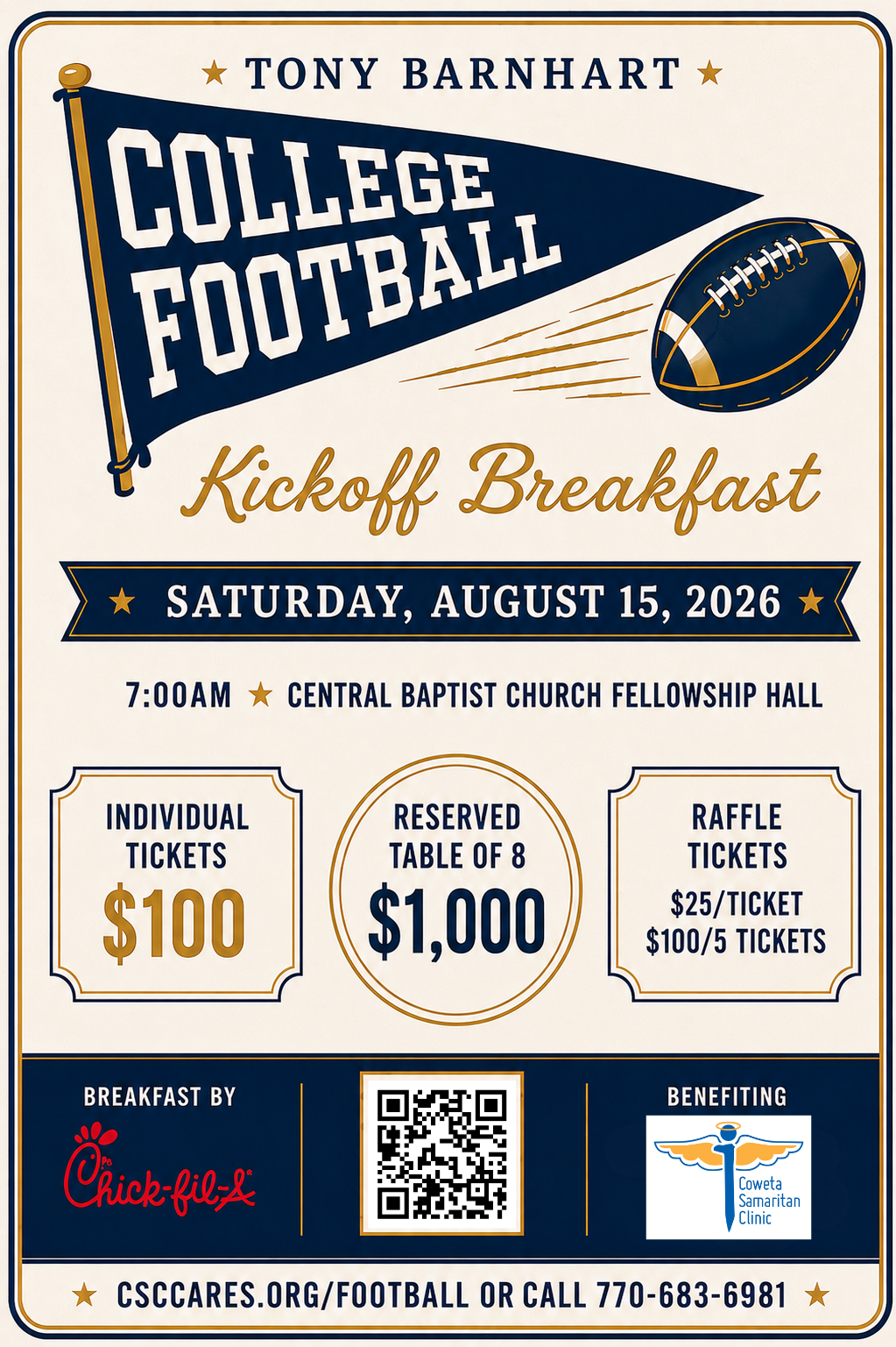2026 Tony Barnhart College Football Kickoff Breakfast image