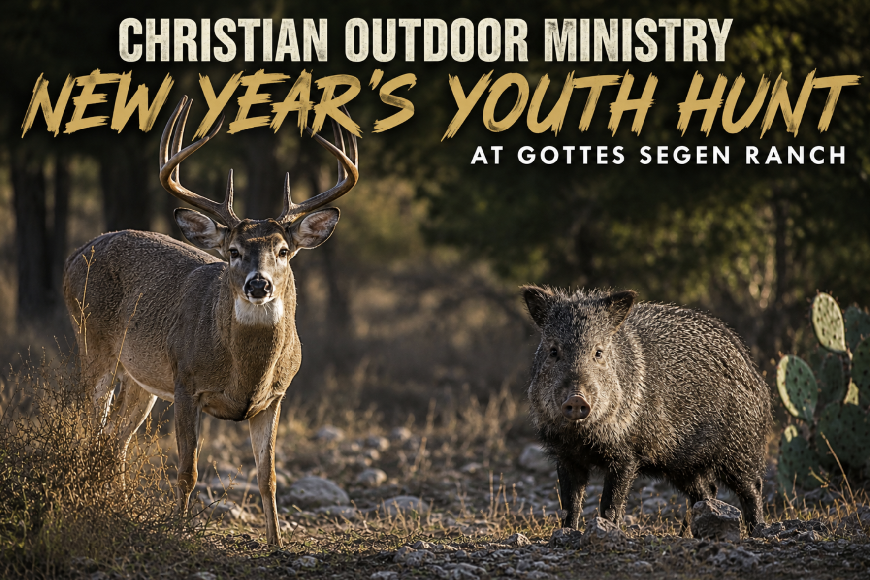 COM New Year's Youth Hunt at Gottes Segen Ranch - Jan. 1-3 - Whitetail Mgmt. Buck & Javelina image