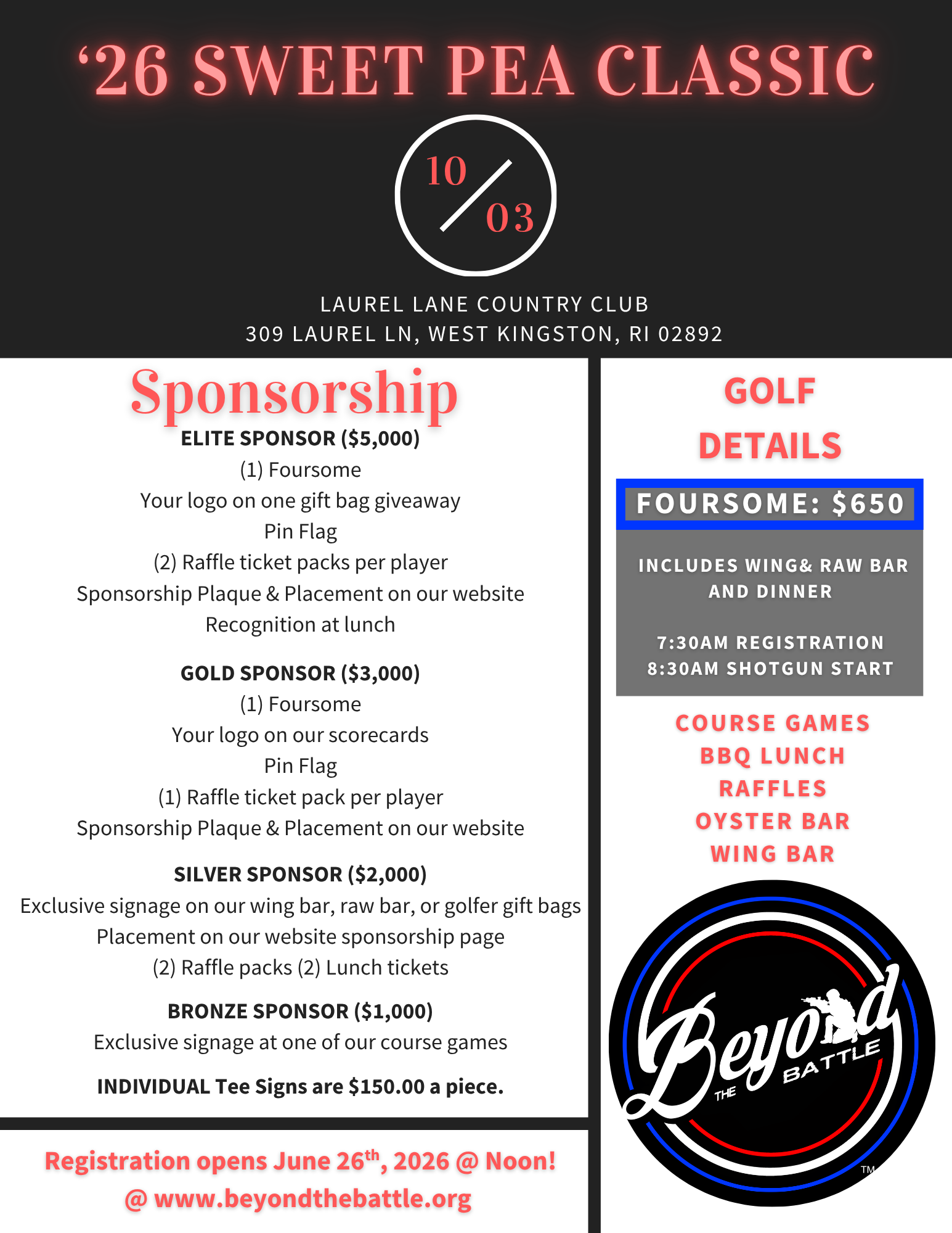2026 Sweet Pea Classic Golf Registration & Sponsorships image