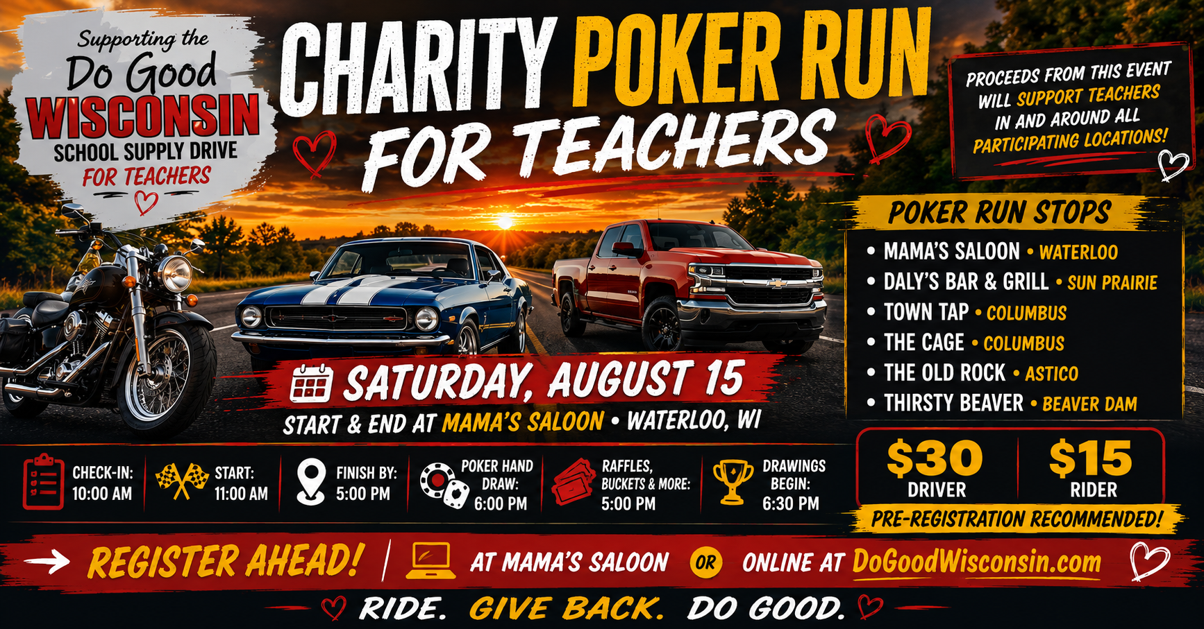 Charity Poker Run for Teachers image