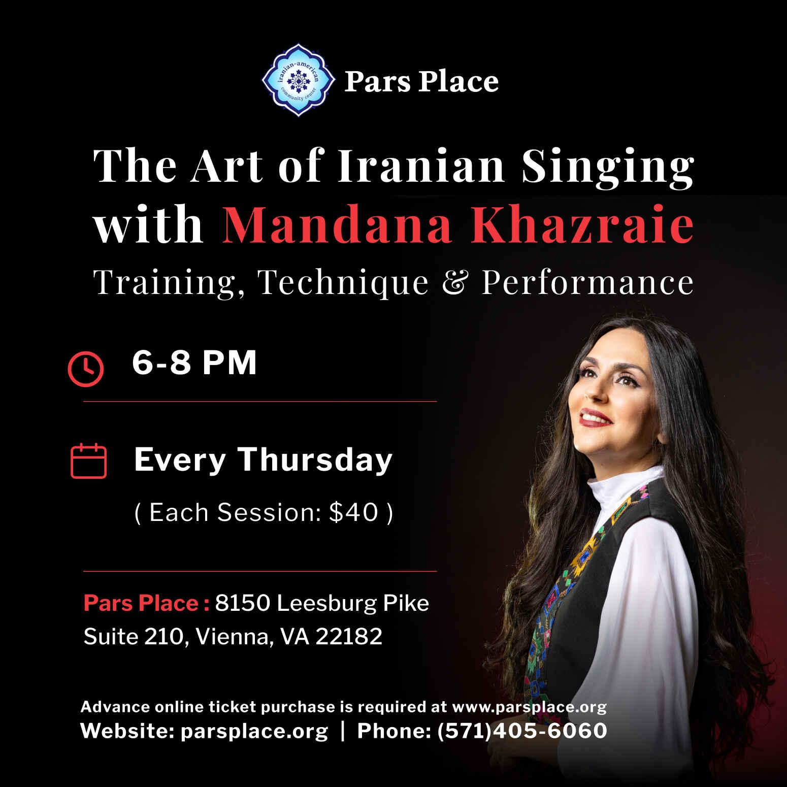 The Art of Iranian Singing with Mandana Khazraie: Training, Technique & Performance image