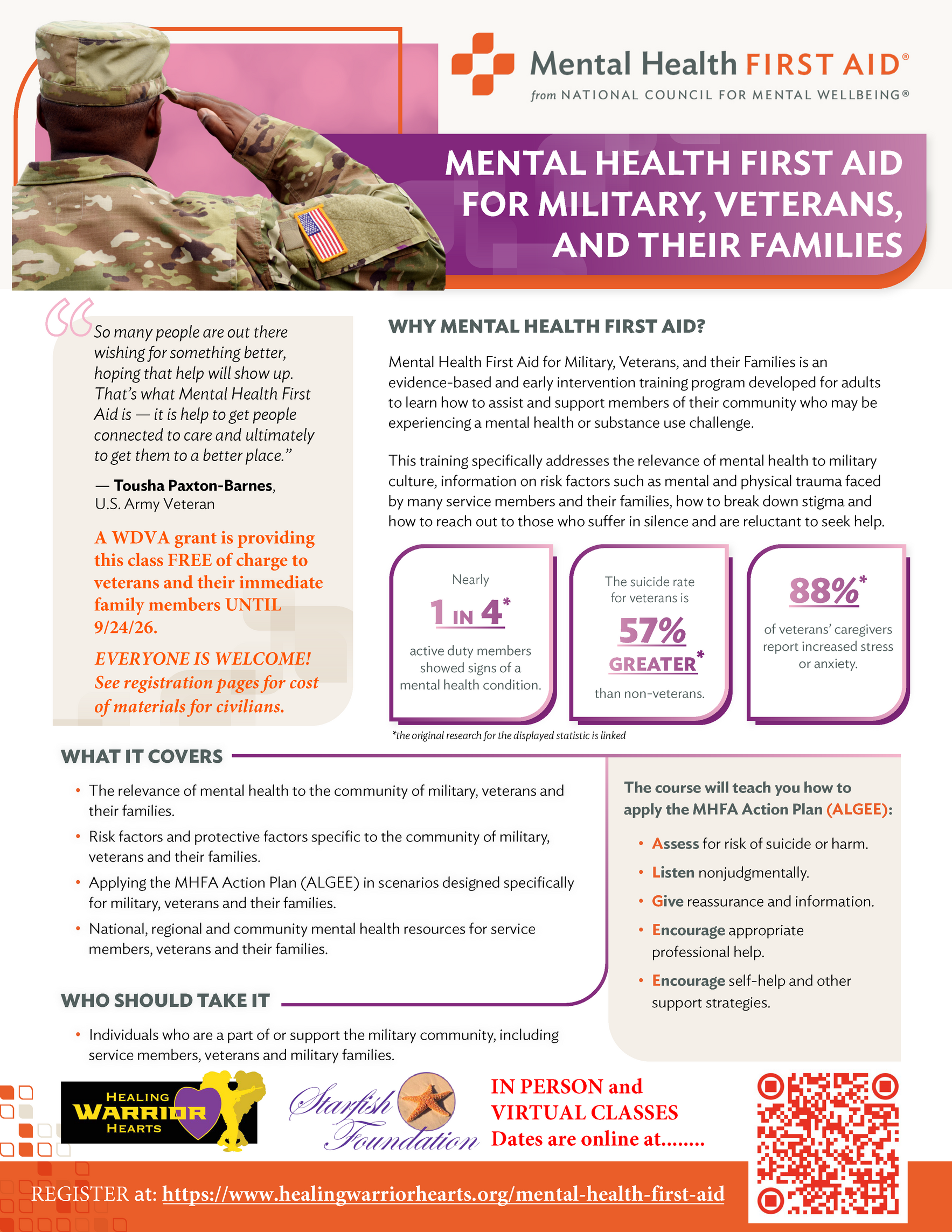 MADISON - Mental Health First Aid training - Military/Veterans and their families image