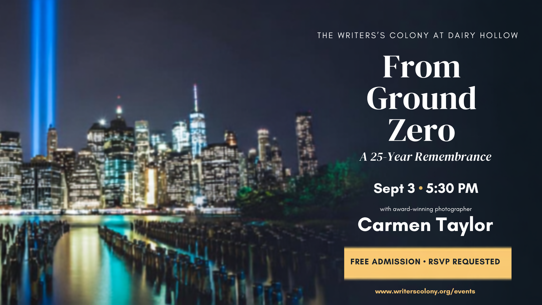 (FREE EVENT) From Ground Zero: A 25-Year Remembrance with Carmen Taylor  image