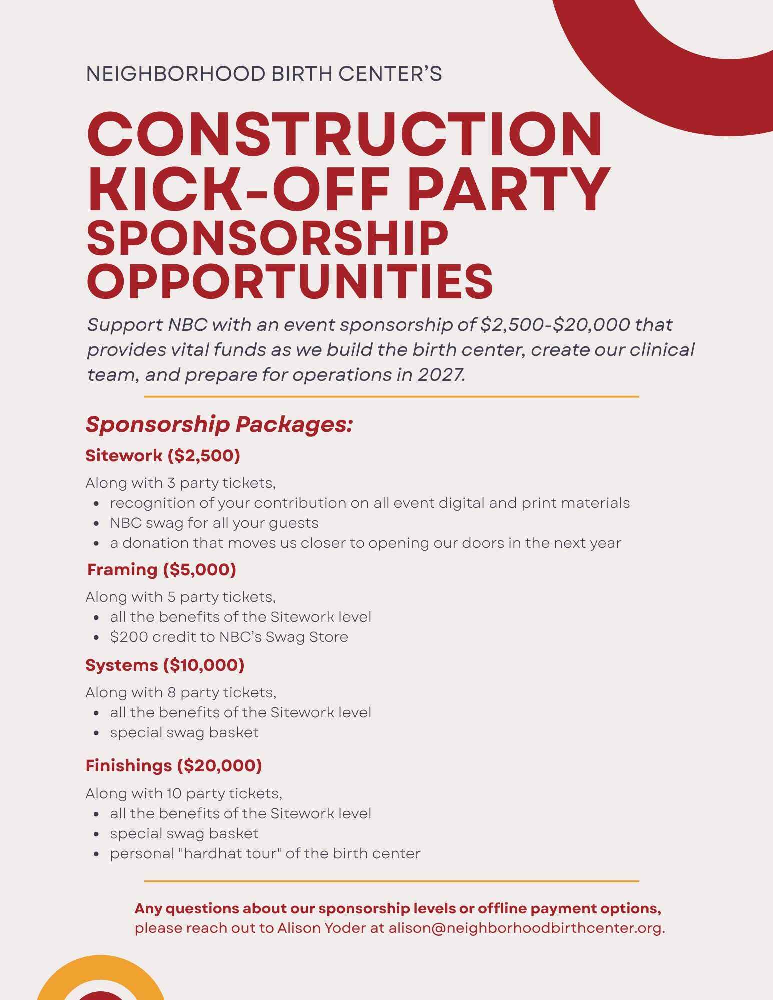 NBC's Construction Kick-Off Party! Sponsorship Opportunities image