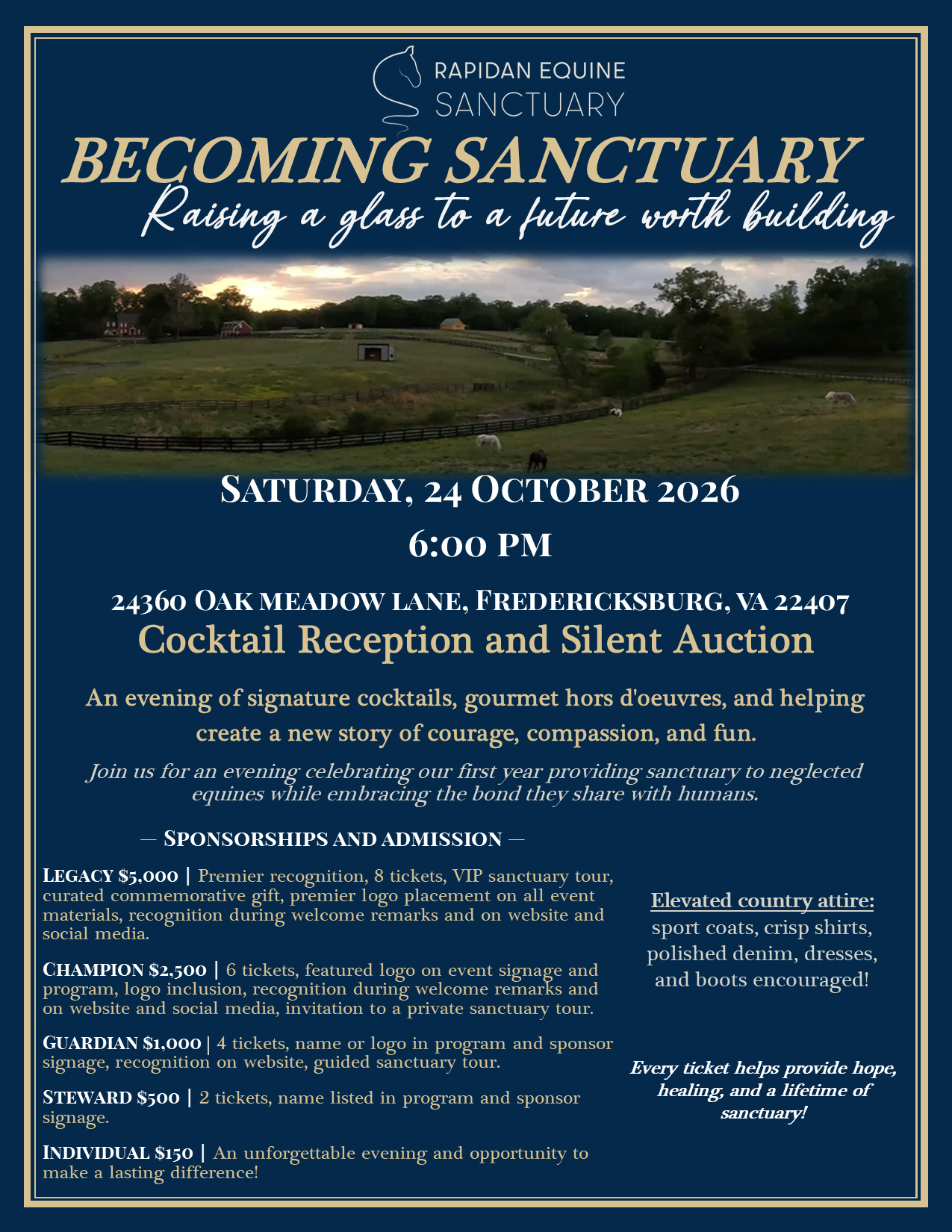 2026 Rapidan Equine Sanctuary Cocktail Reception and Silent Auction: Becoming Sanctuary image