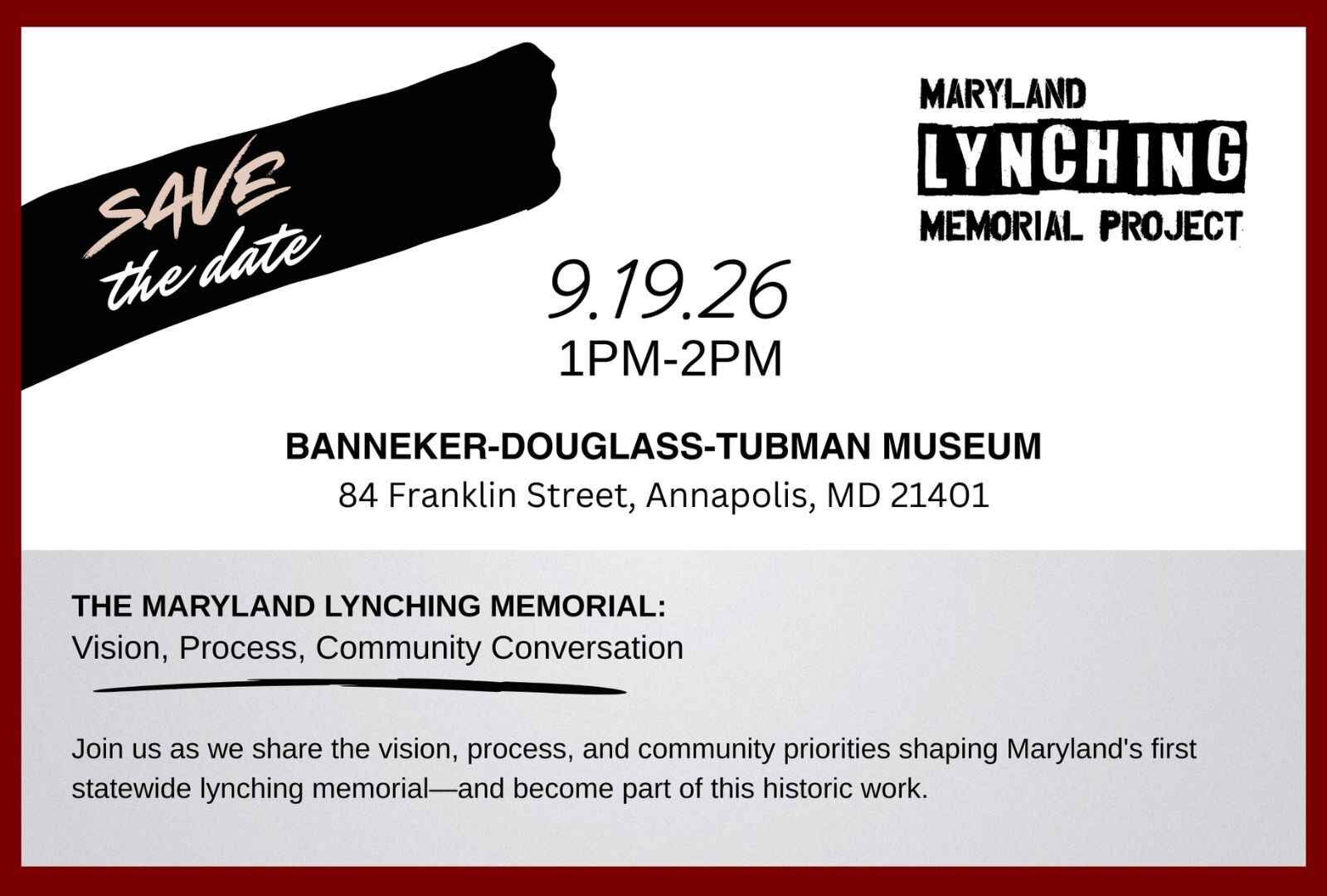 Maryland Lynching Memorial: Vision, Process, Community Conversation image