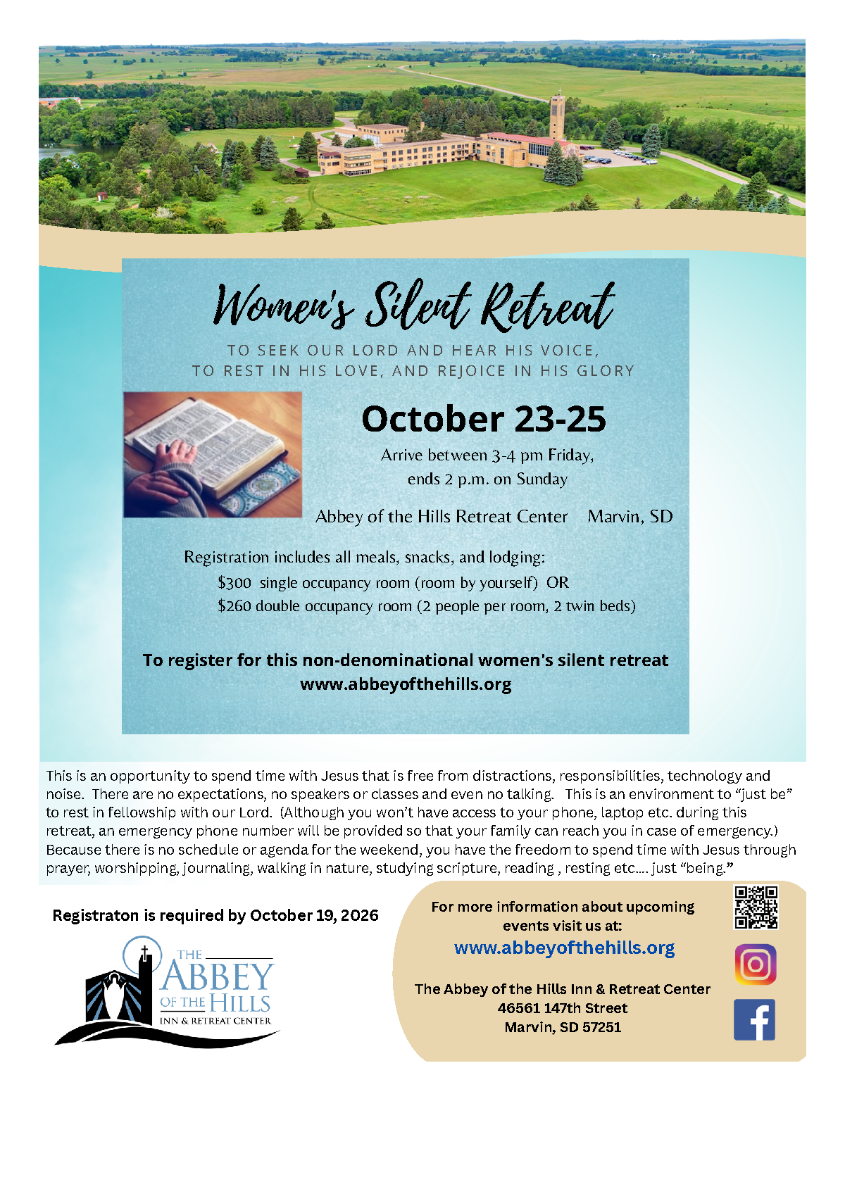 Women's Silent Retreat- October 23-25, 2026 image