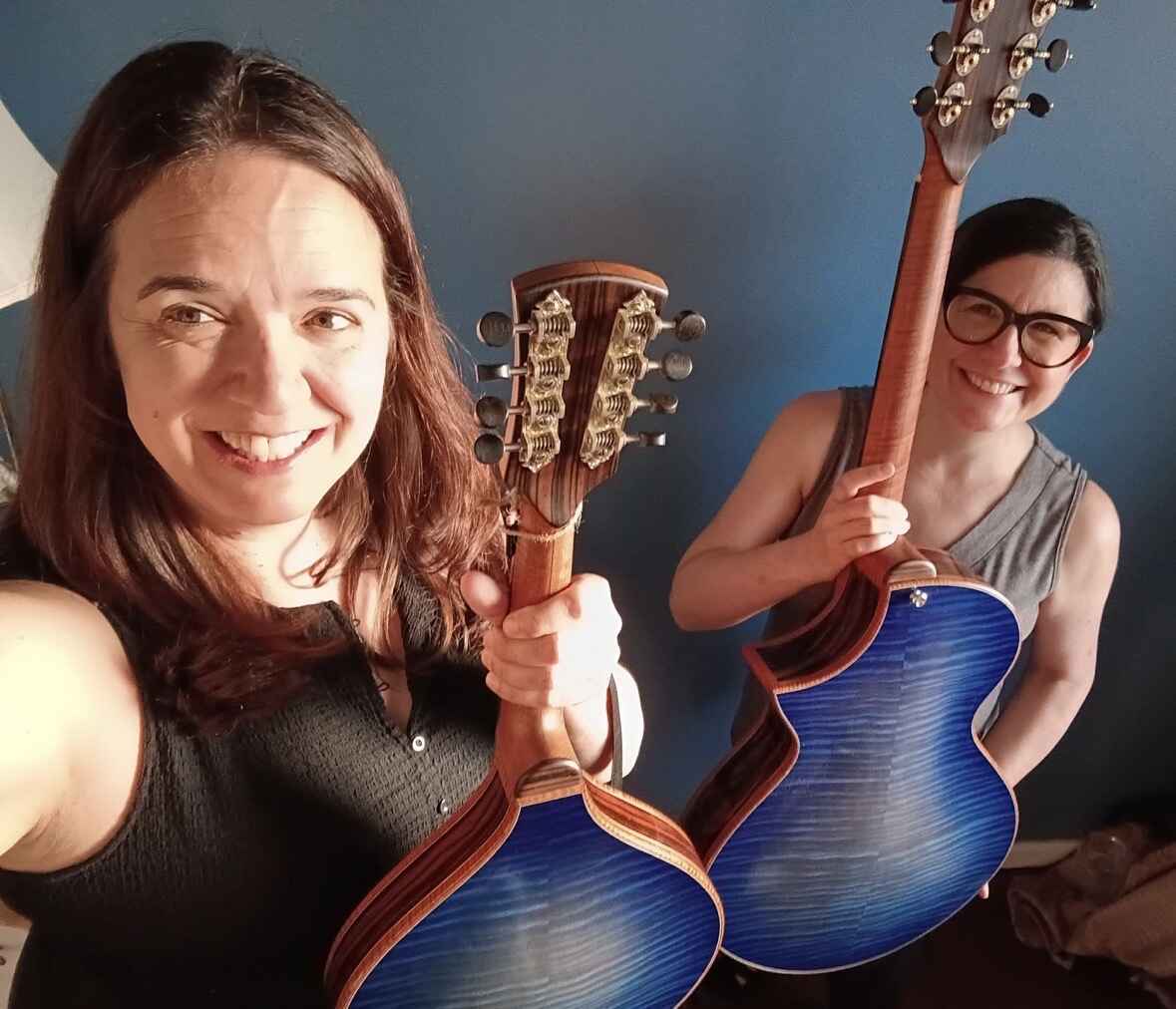 Acid Wash Nerds /The Coffee Sisters: Amanda Monaco & Karen Hogg play instruments from the Blue Guitar Collection image