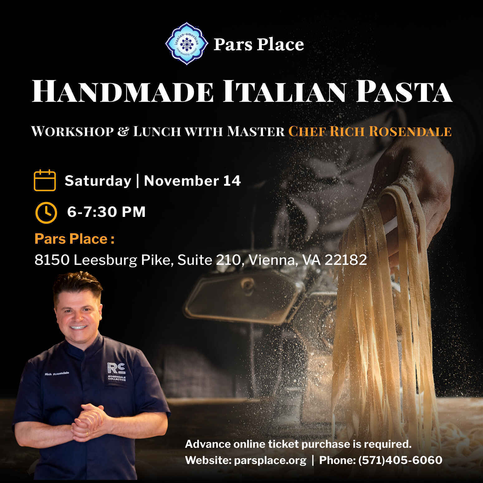 Handmade Italian Pasta Workshop & Lunch with Master Chef Rich Rosendale  image