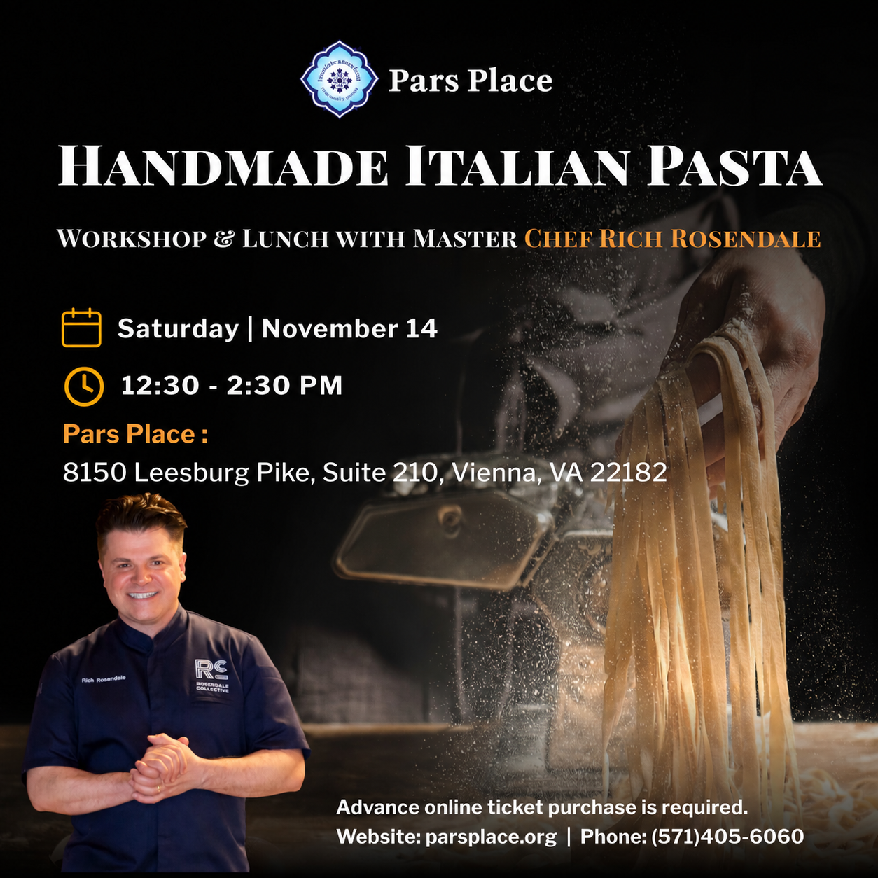 Handmade Italian Pasta Workshop & Lunch with Master Chef Rich Rosendale  image