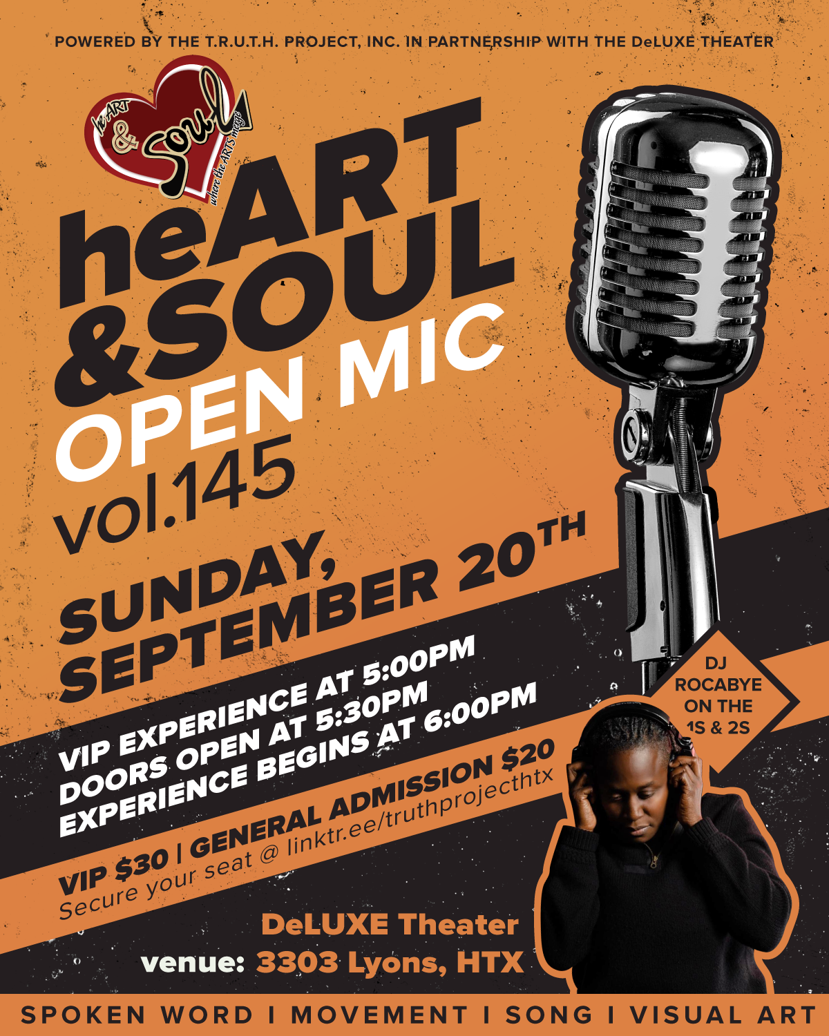 The T.R.U.T.H. Project presents heART&SOUL Open Mic, Vol. 145 image