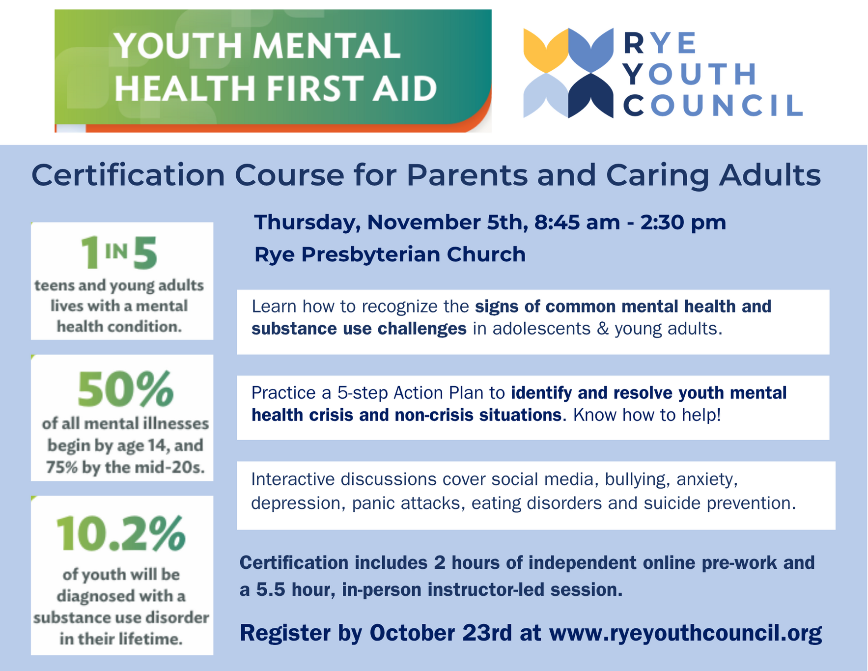 Youth Mental Health First Aid for Adults - Nov. 5th image
