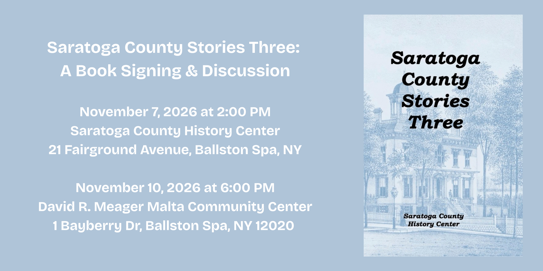 Saratoga County Stories Three: A Book Signing & Discussion image