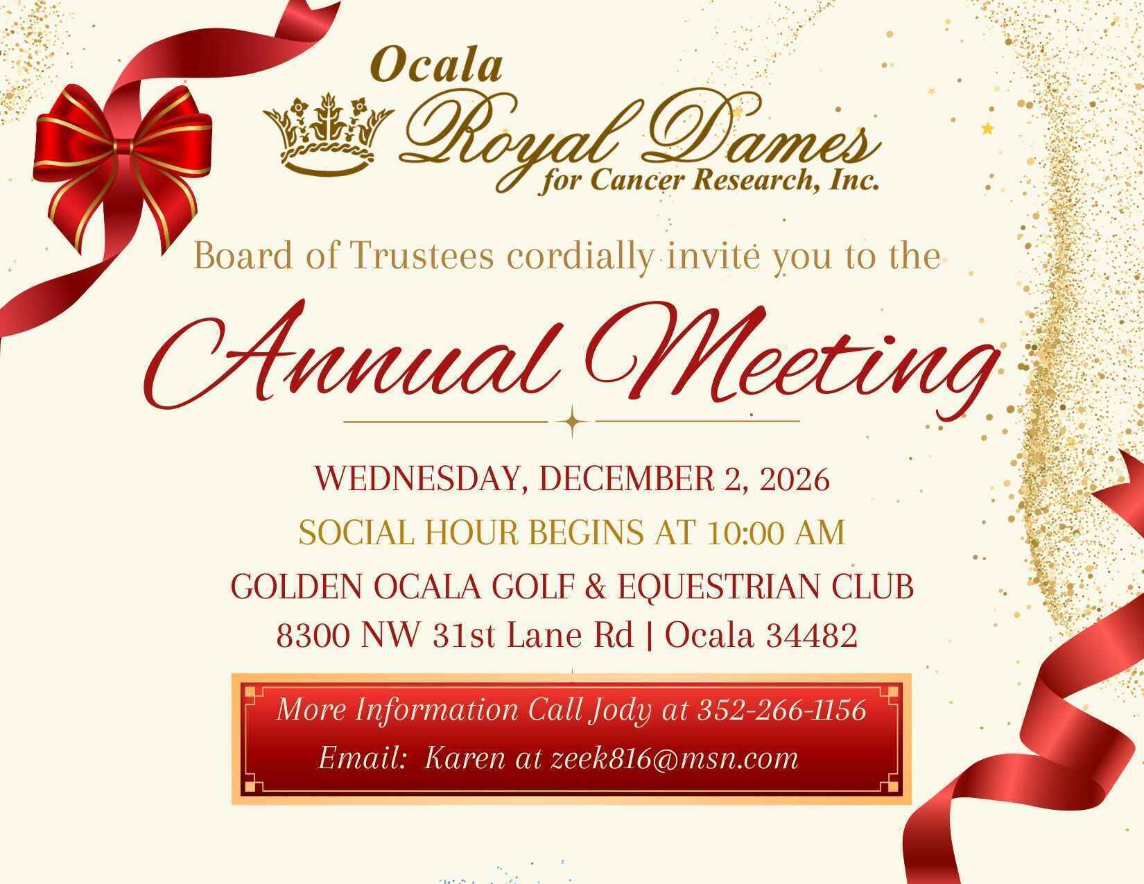 Ocala Royal Dames Annual Meeting | December 2, 2026 image