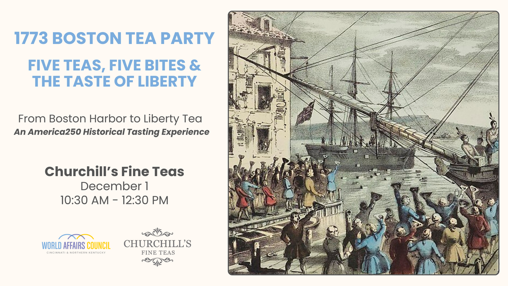 1773 Boston Tea Party: Five Teas, Five Bites & the Taste of Liberty image