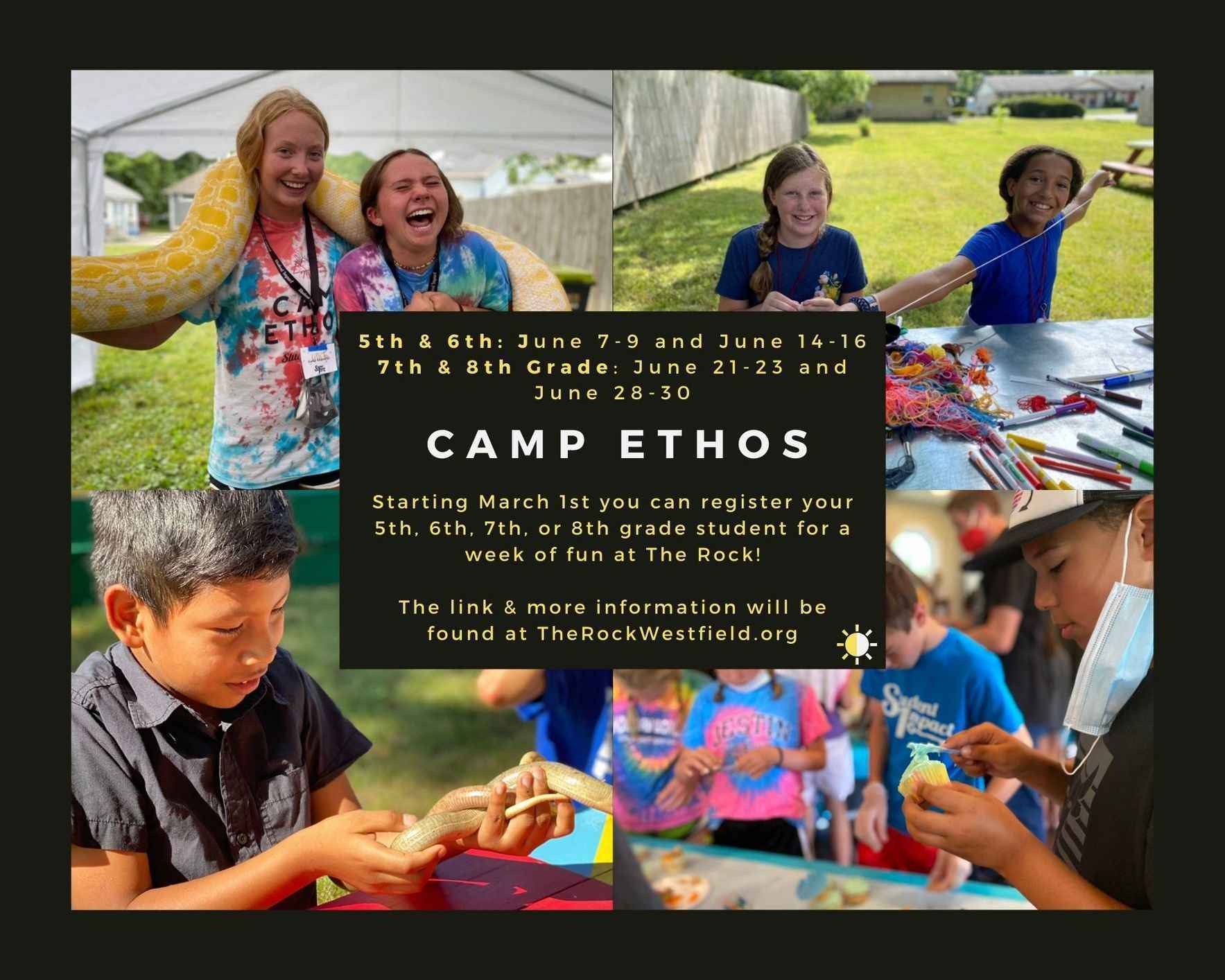 Camp Ethos June 14-16, 2021 Incoming 5th and 6th Graders image