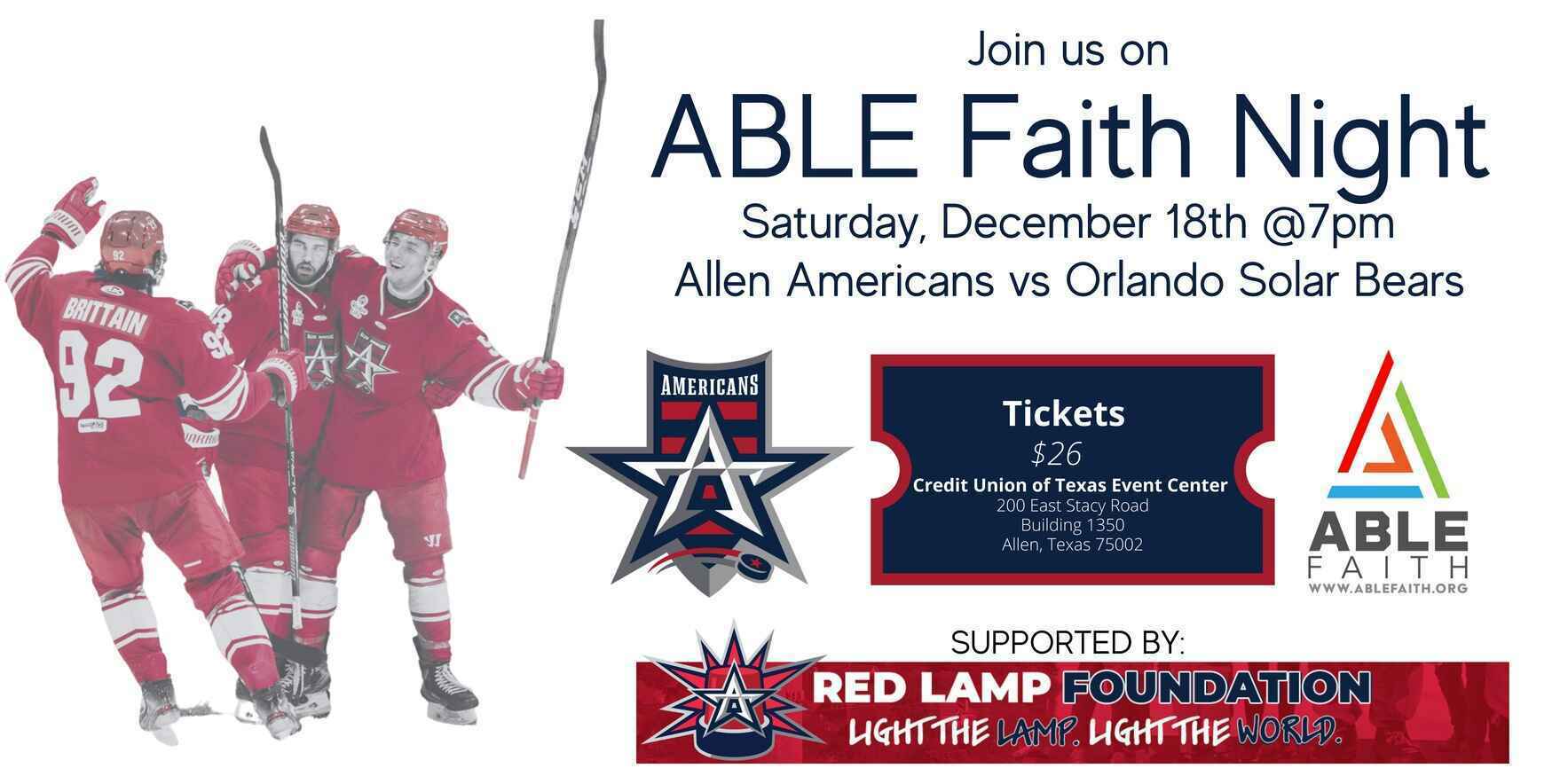 Allen Americans - ABLE Faith Night  image