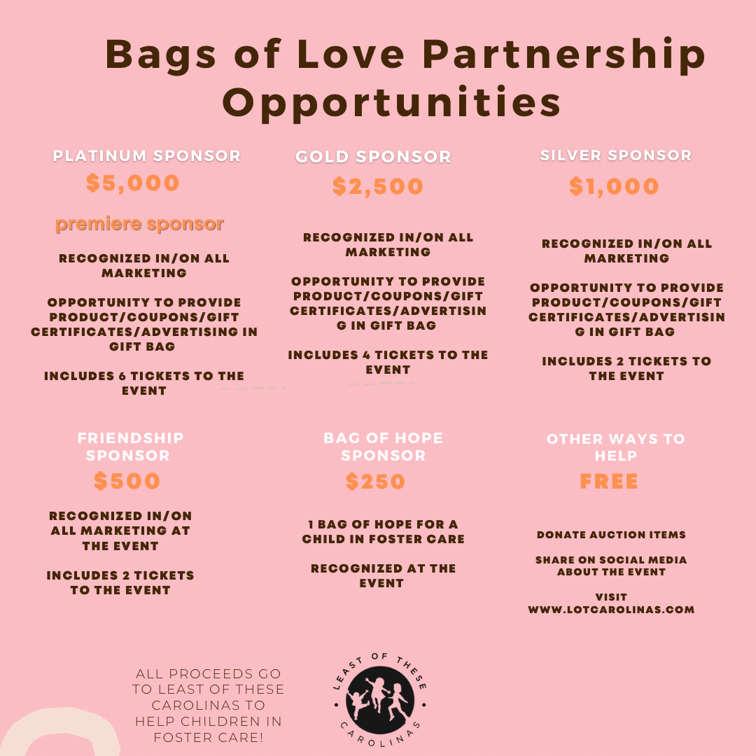 LEAST OF THESE CAROLINAS, INC Bags of Love