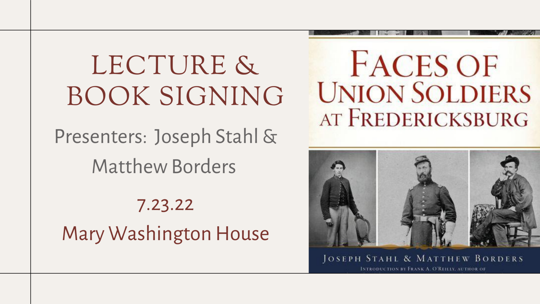 Matthew Borders Washington Heritage Museums - Lecture and Book Signing