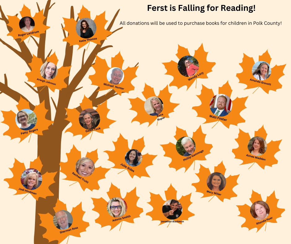 "Ferst is Falling For Reading" Polk County's Character Contest image