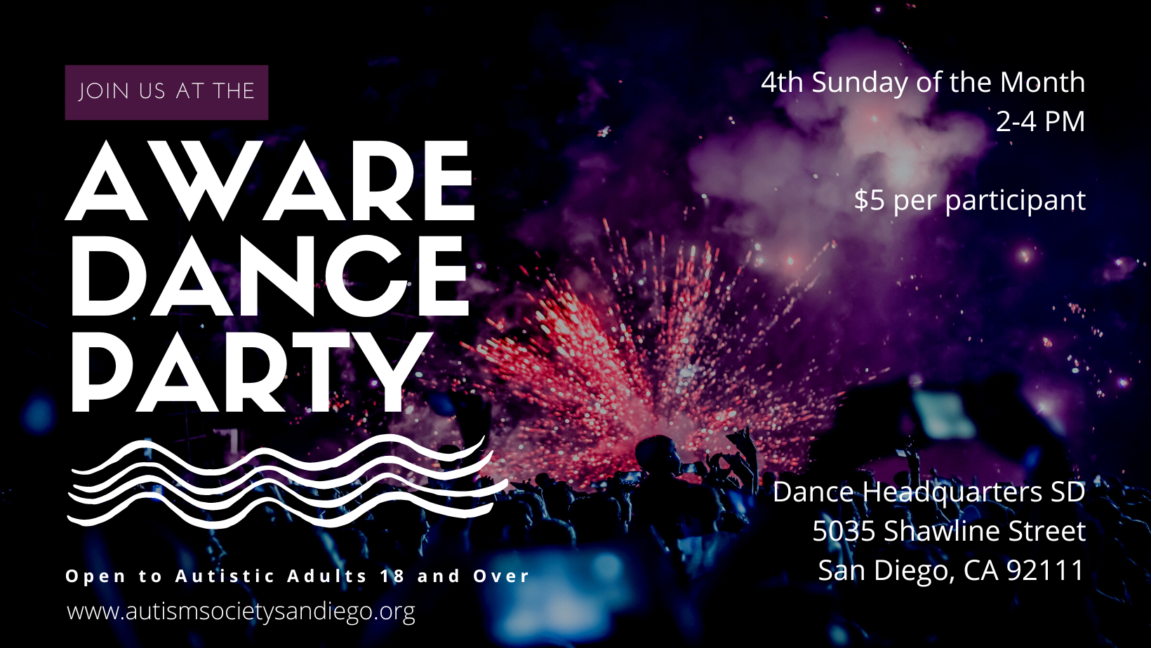 July 2024 AWARE Autistic Adult Dance Party image