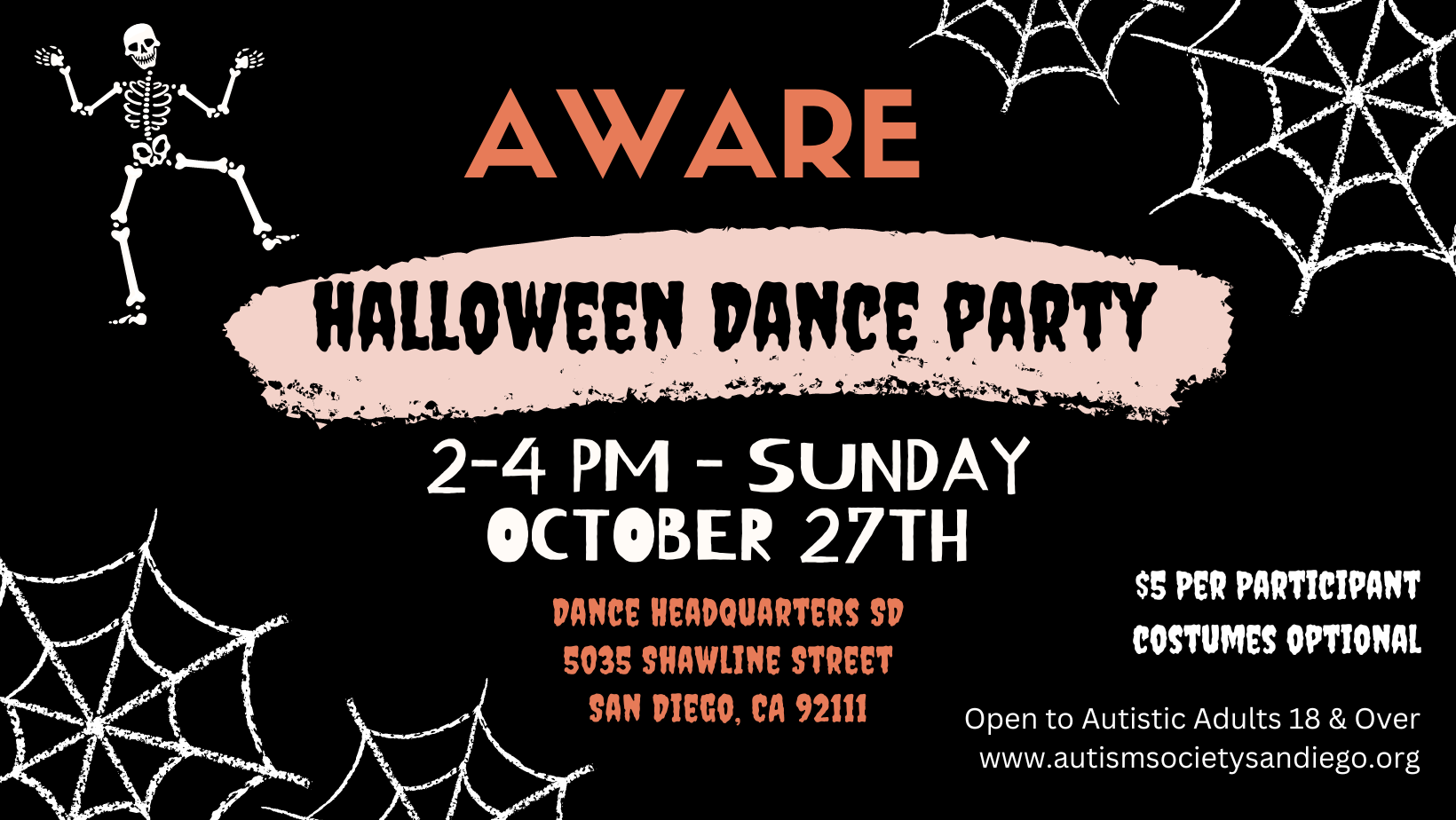 Oct 2024 AWARE Autistic Adult Halloween Dance Party image