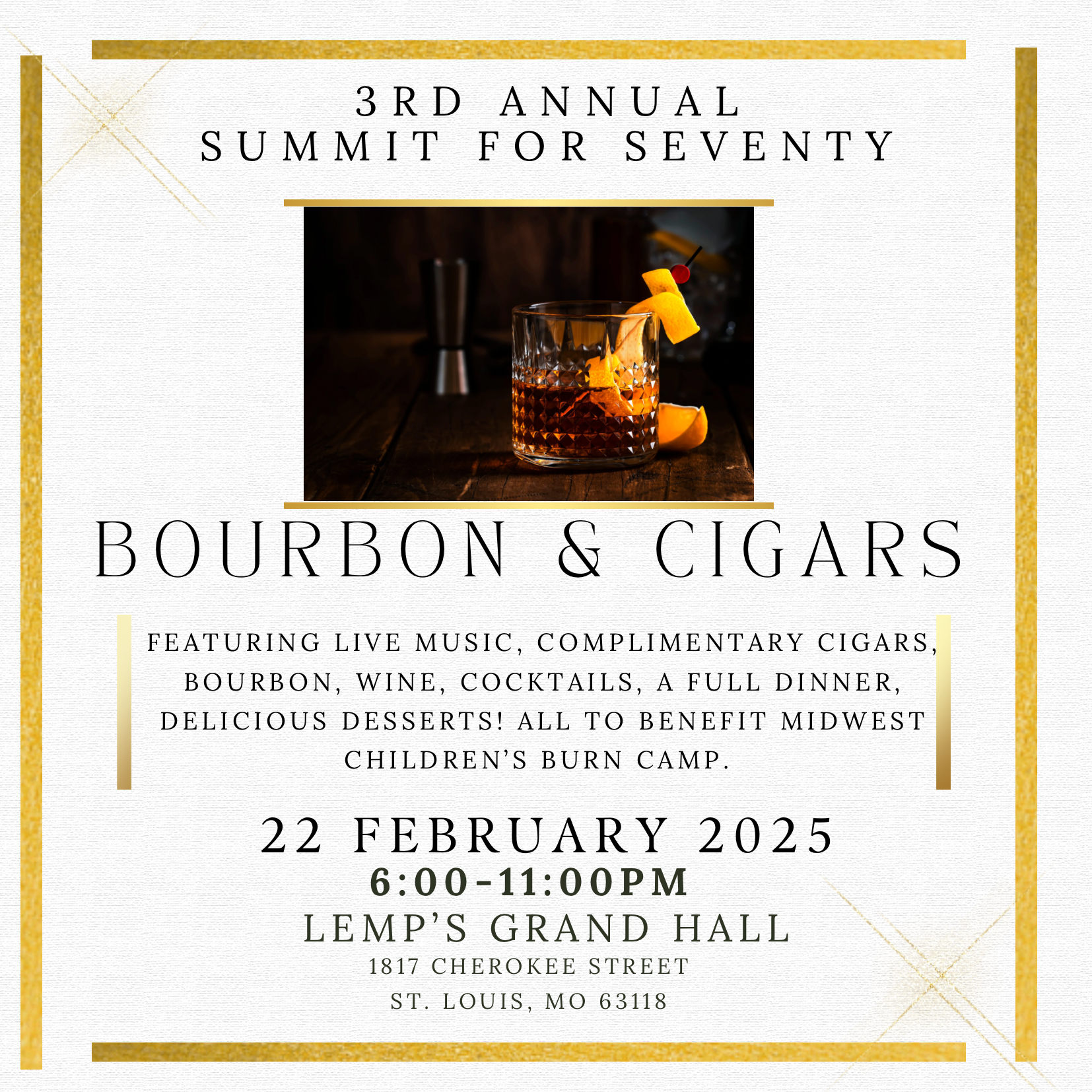 3rd Annual Bourbon & Cigars - Summit for Seventy  image