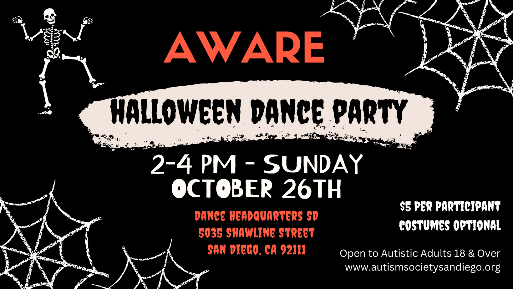 AWARE Autistic Adult Halloween Dance Party image