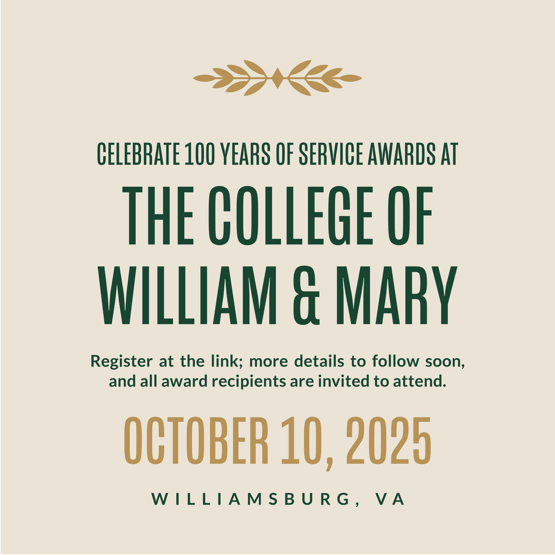 Fall Alumni Reception: 100 Years at The College of William & Mary  image