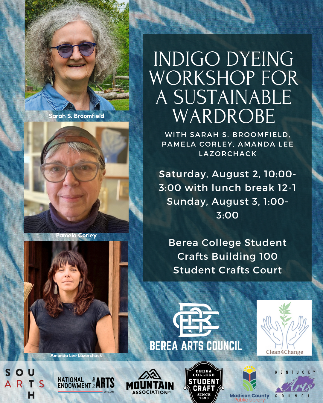 INTERWOVEN Indigo Dyeing Workshop for a Sustainable Wardrobe with Sarah S. Broomfield, Pamela Corley, Amanda Lee Lazorchack image
