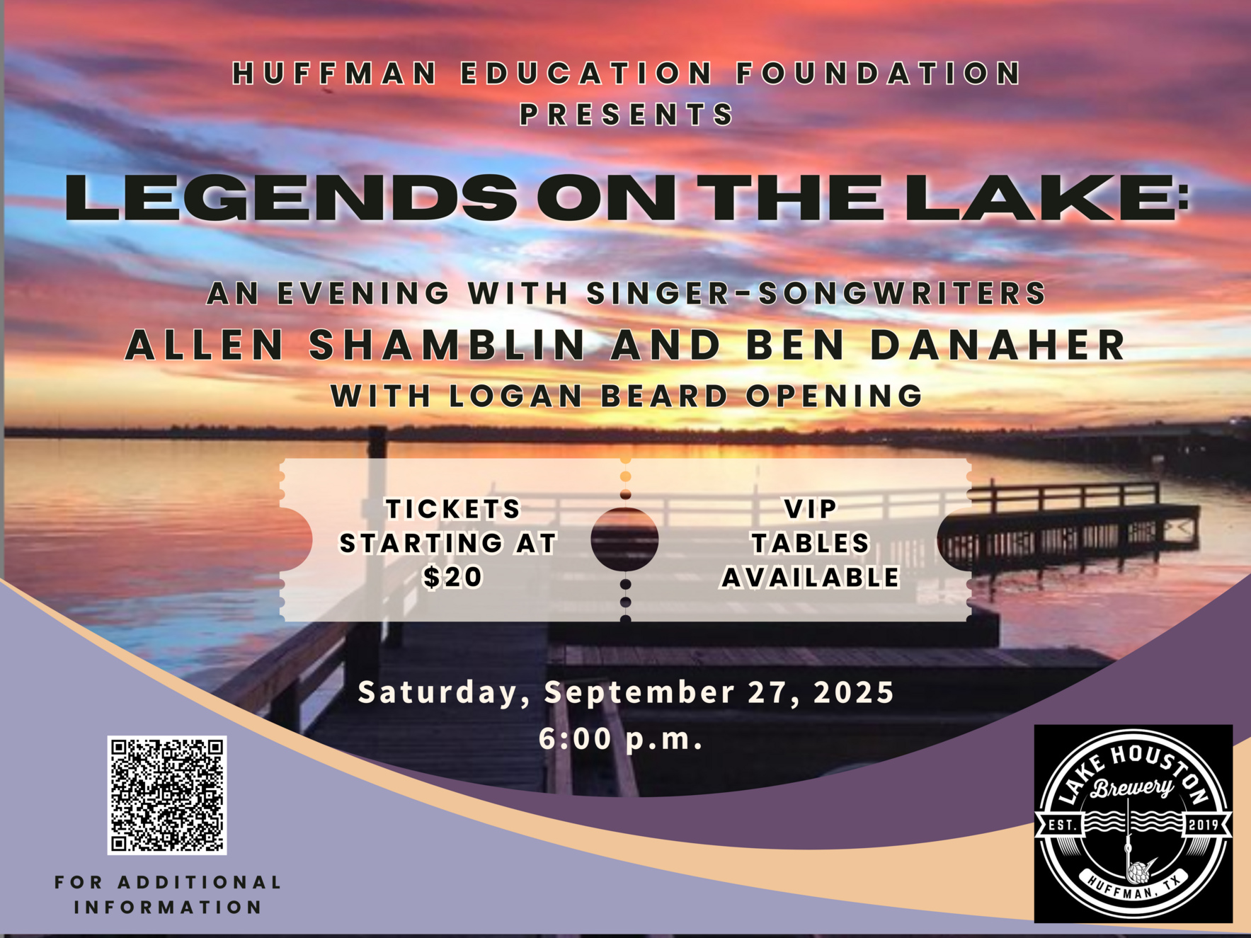 Legends on the Lake: An evening with singer-songwriters, Allen Shamblin and Ben Danaher, with Logan Beard opening image