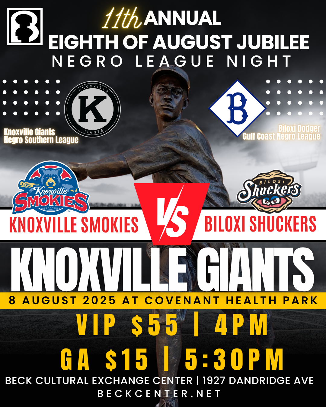 VIP Reception - Eighth of August Jubilee Knoxville Giants Negro League Night with the Smokies image