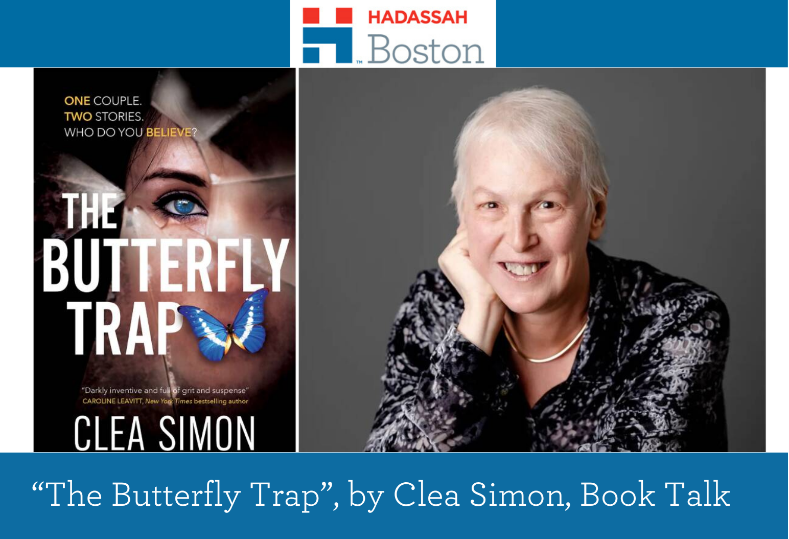 HNE: Boston Tikvah Chapter “The Butterfly Trap”, by Clea Simon, Book Talk 2025 image