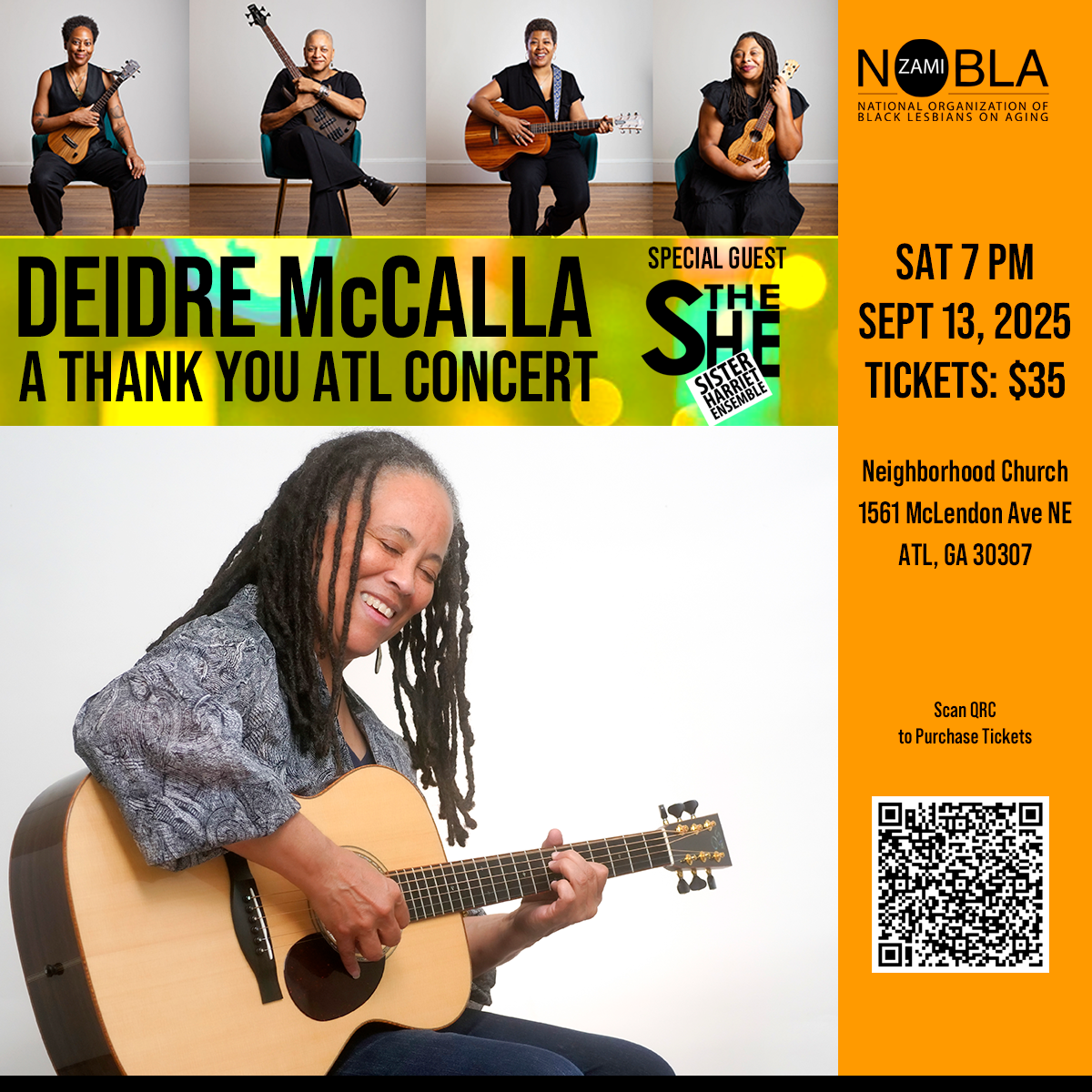 The SHE (Sister Harriet Ensemble) Opens for Deidre McCalla in Concert on Saturday, September 13th image