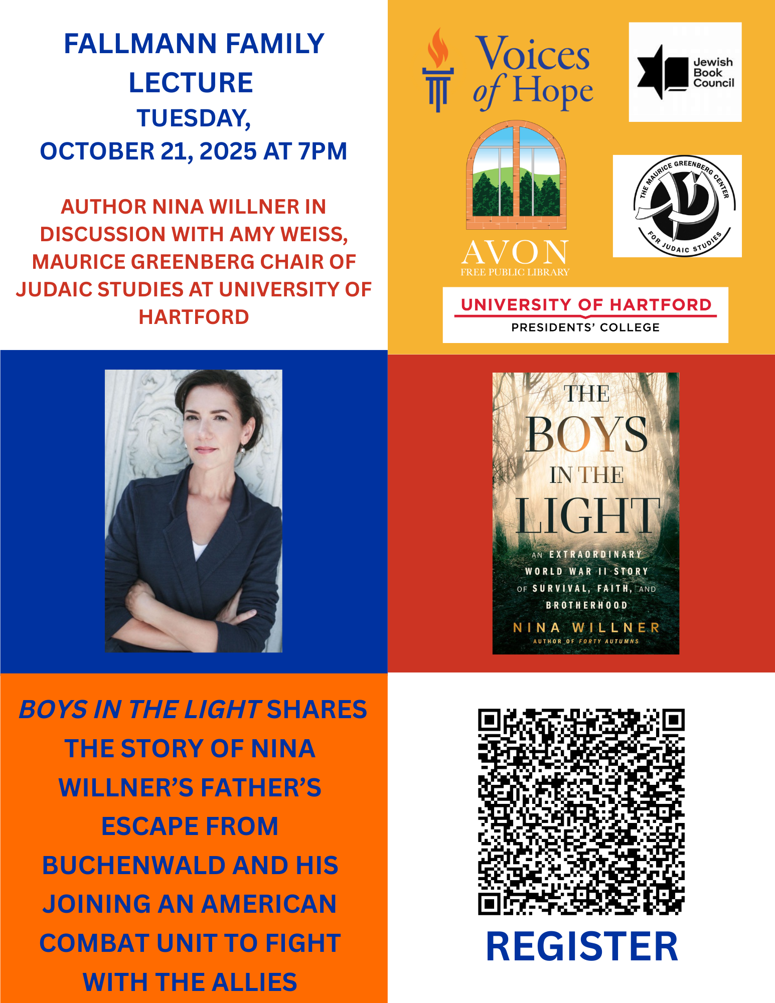 Fallmann Family Lecture: Nina Willner, Author of Boys in the Light, in Conversation with Amy Weiss, Greenberg Chair of Judaic Studies, University of Hartford image