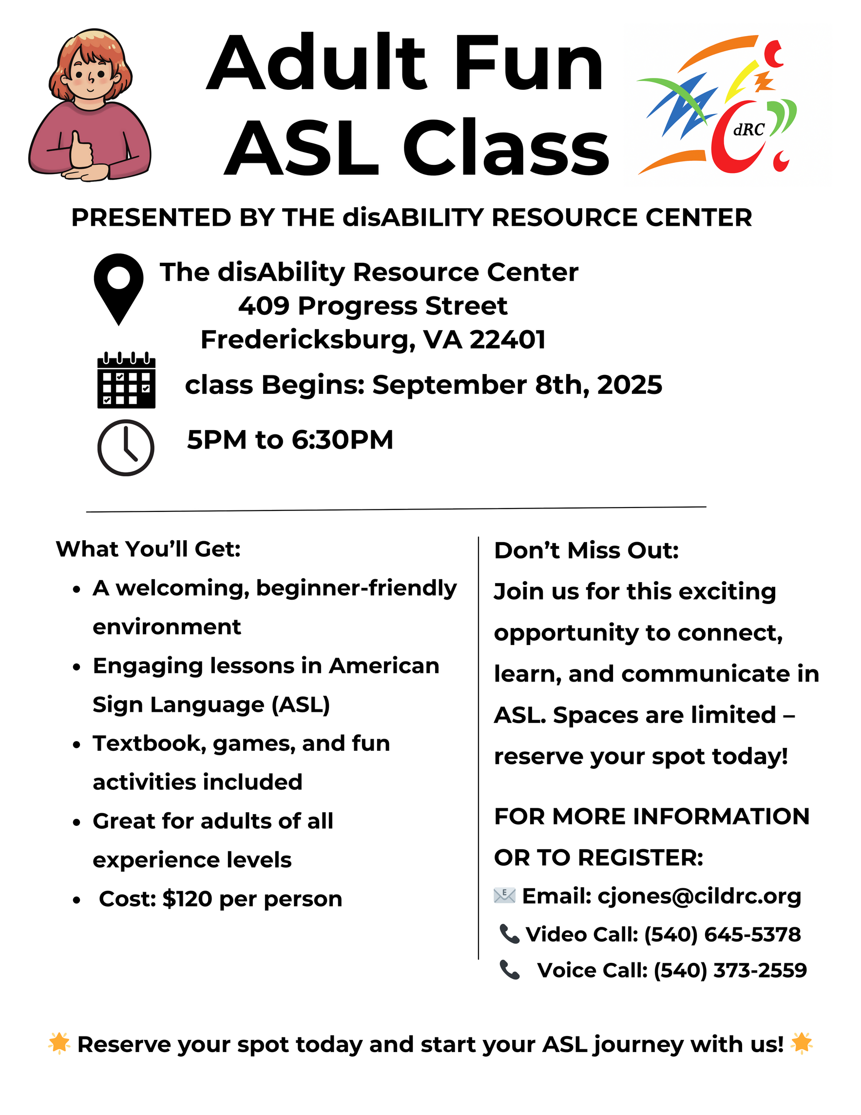 Fun Adult ASL Class Fall 2025 image