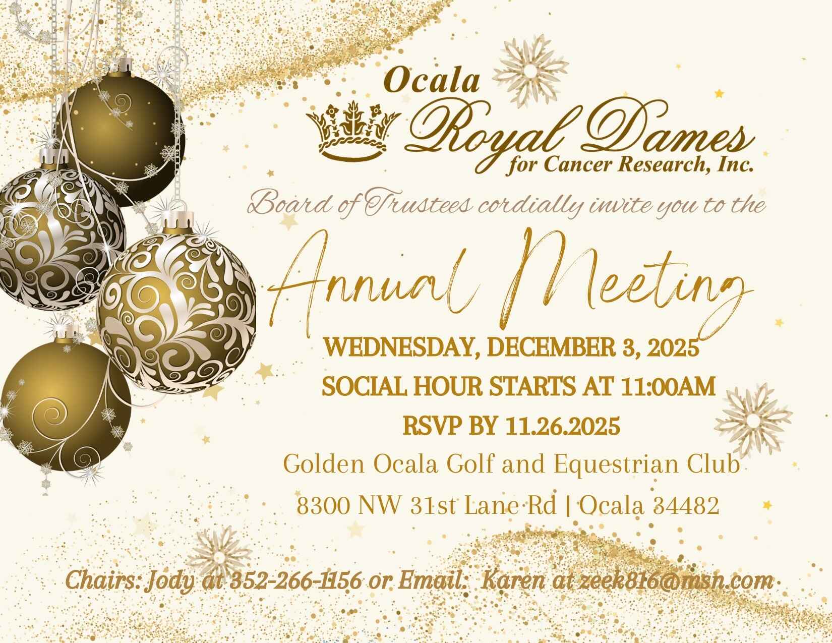 Ocala Royal Dames Annual Meeting | December 3rd image