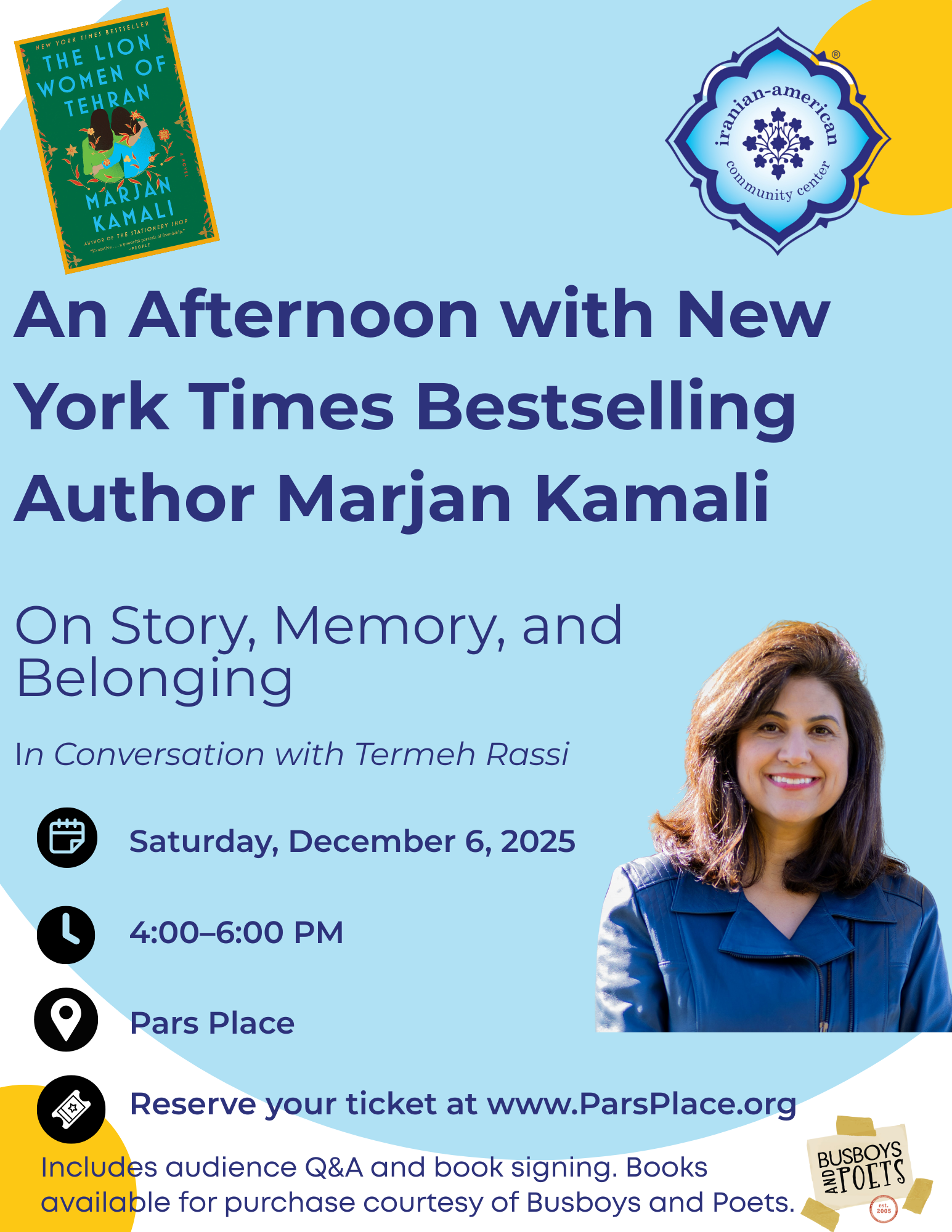 Book Event & Book Signing with Marjan Kamali image