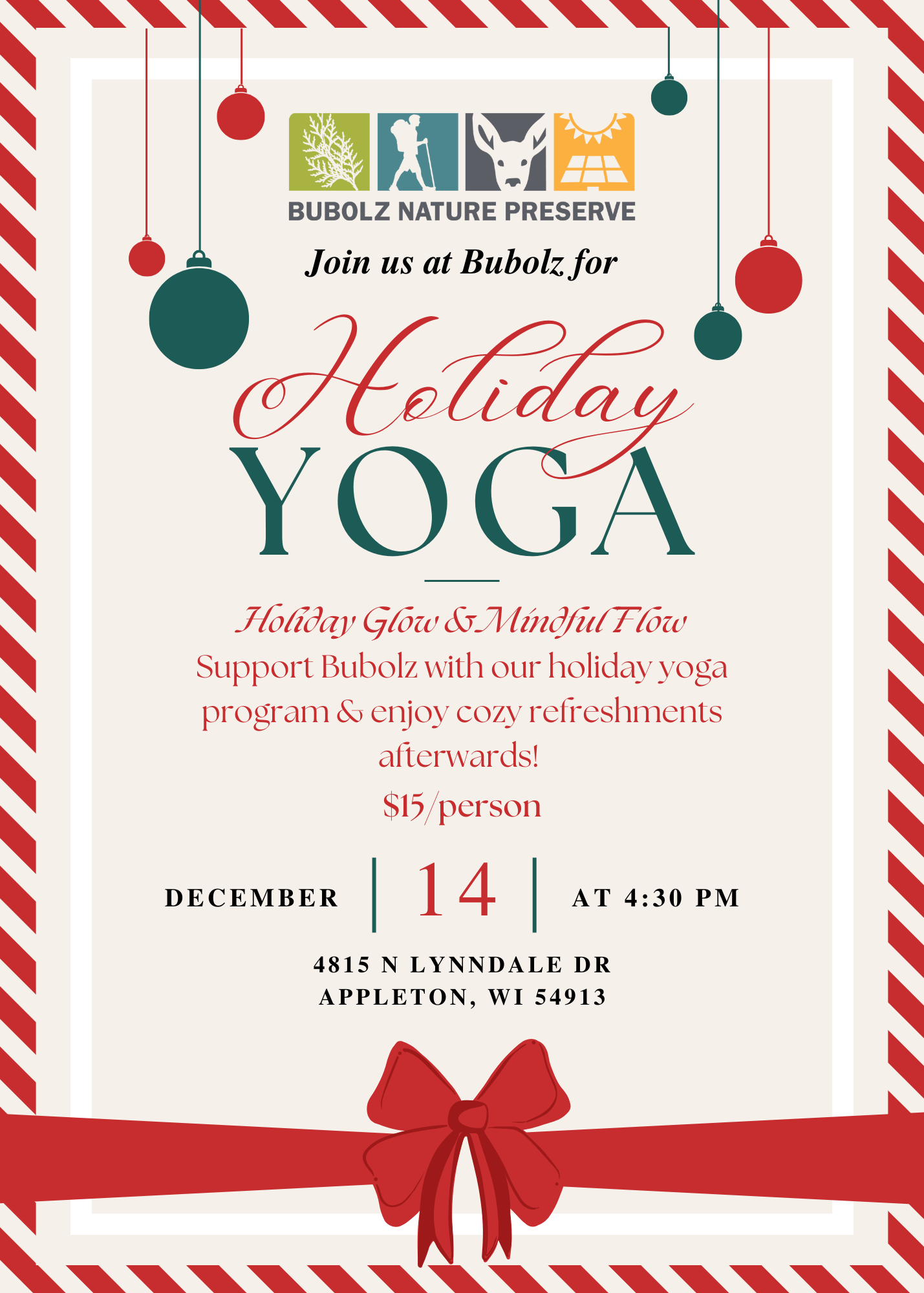 Holiday Yoga at Bubolz image