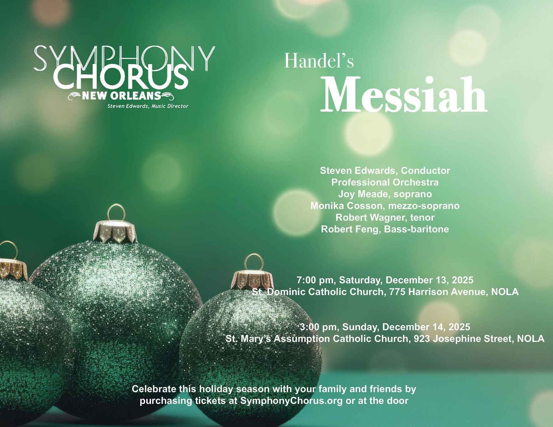 Symphony Chorus of New Orleans Presents Handel's Messiah - Sunday, Dec. 14 at 3p! image