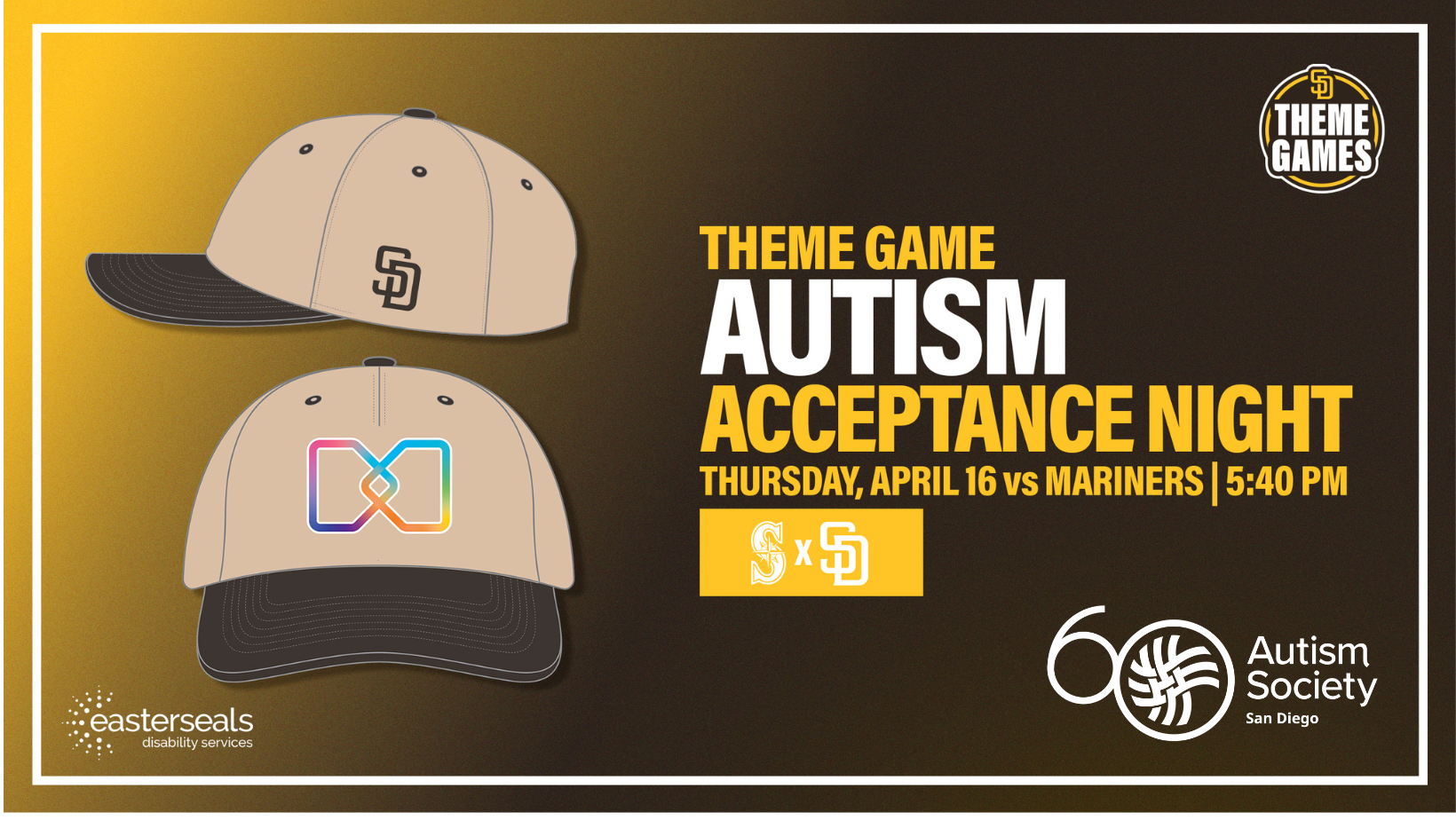 2026 Autism Acceptance Night - San Diego Padres vs Seattle Mariners image