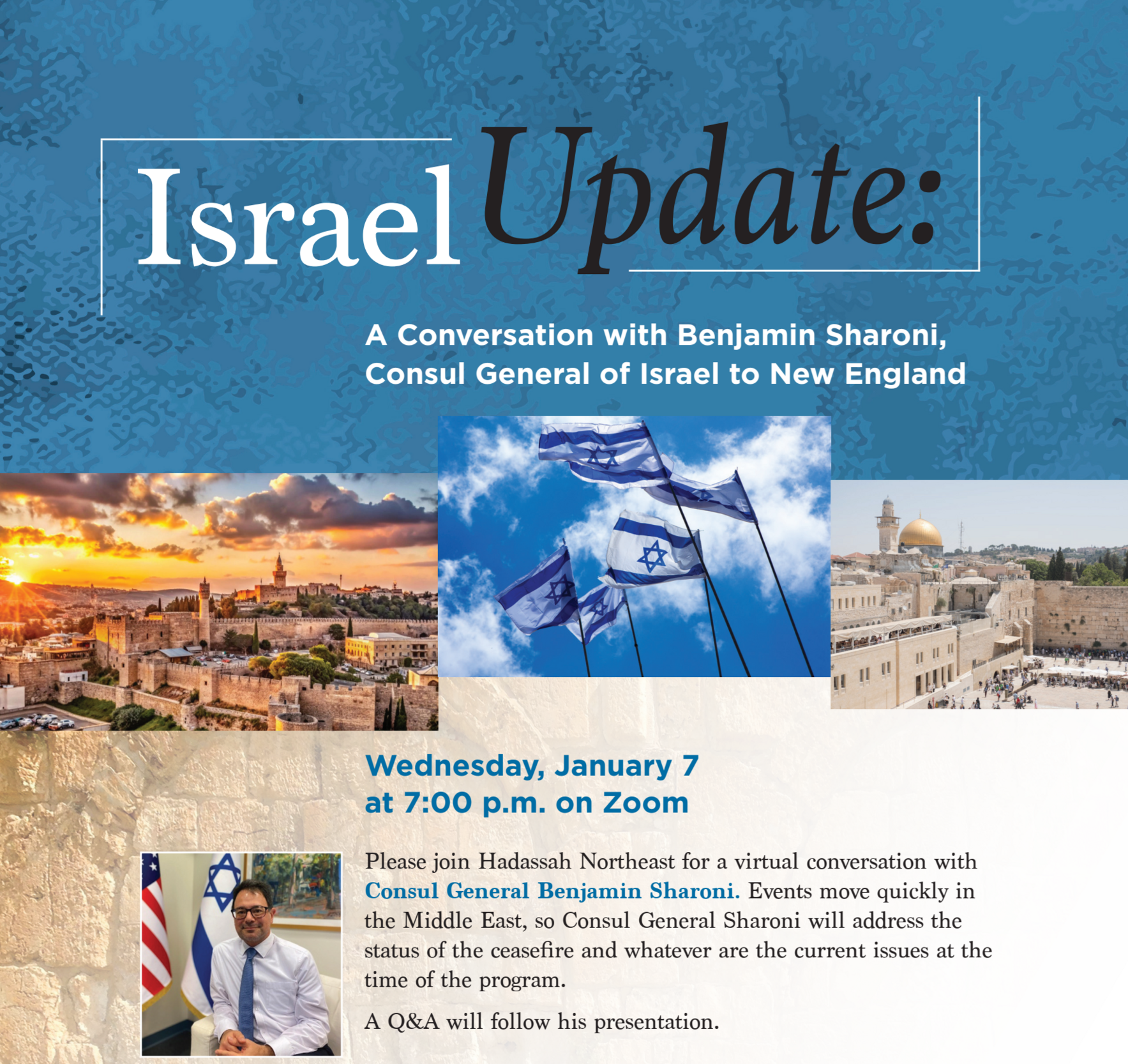 HNE: Israel Update: A Conversation with Benjamin Sharoni, Consul General of Israel to New England 2026 image