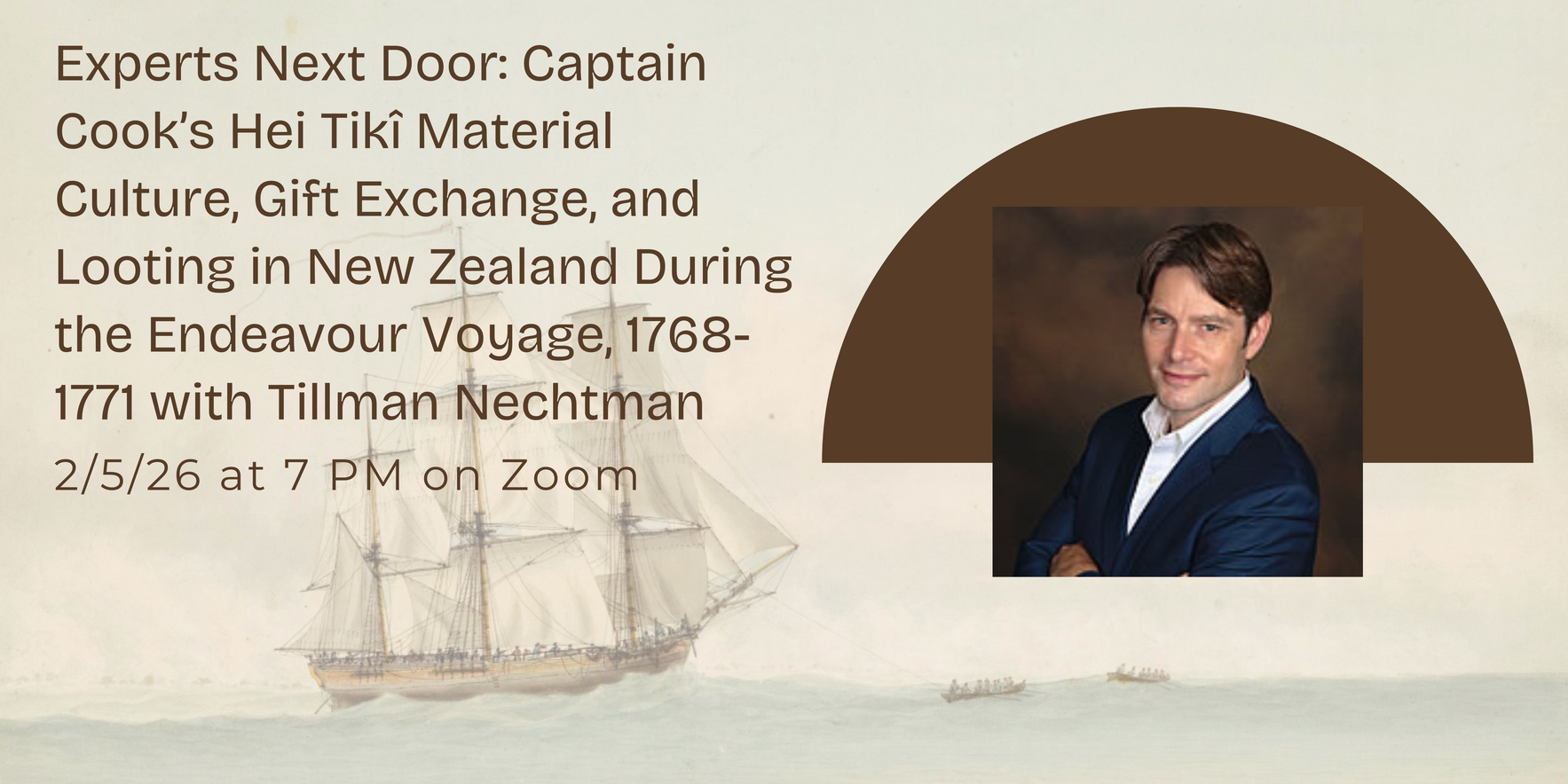 Experts Next Door: Captain Cook’s Hei Tikî: Material Culture, Gift Exchange, and Looting in New Zealand During the Endeavour Voyage, 1768-1771 with Tillman Nechtman image