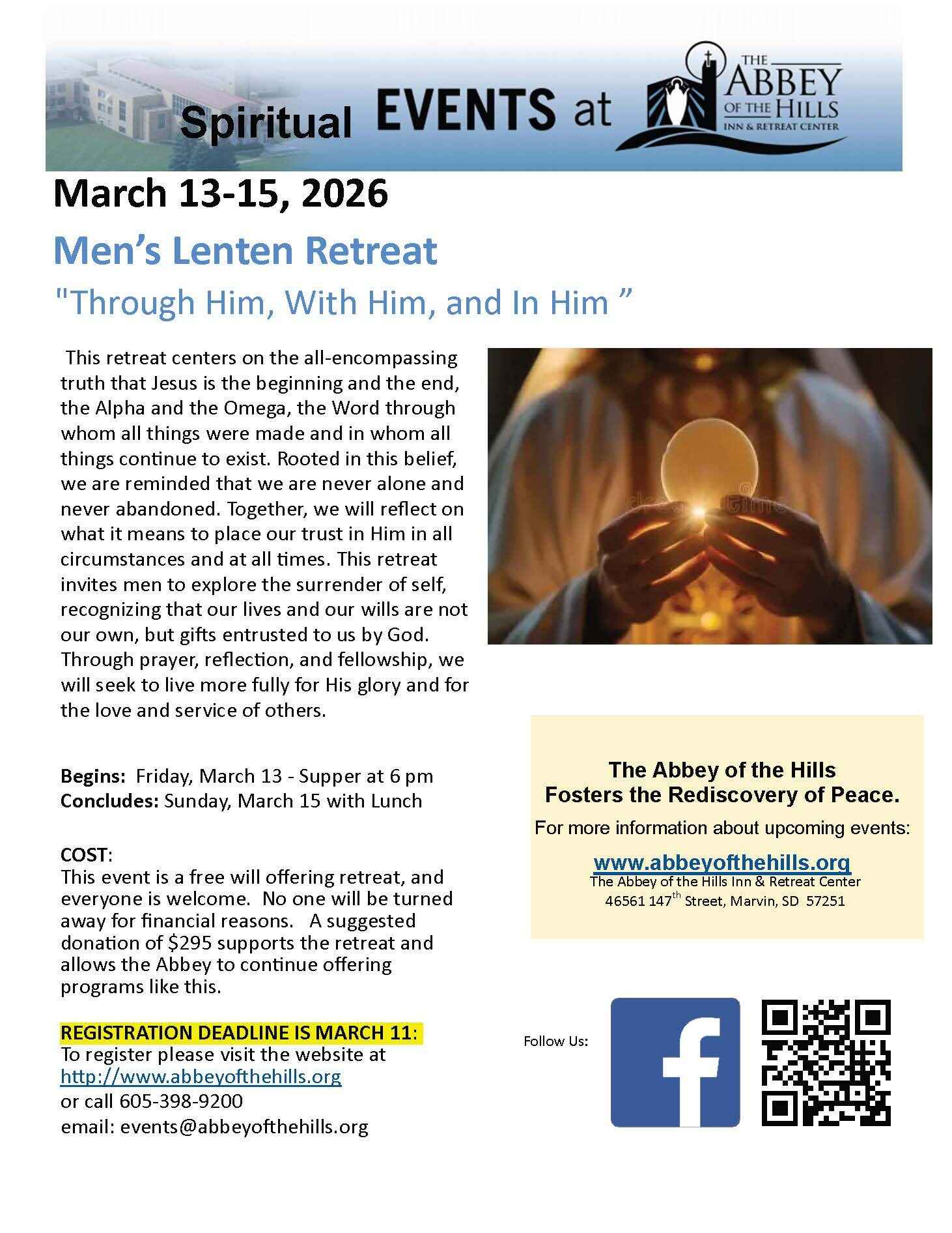 Men's Lenten Reteat " Through Him, With Him, and In Him" image