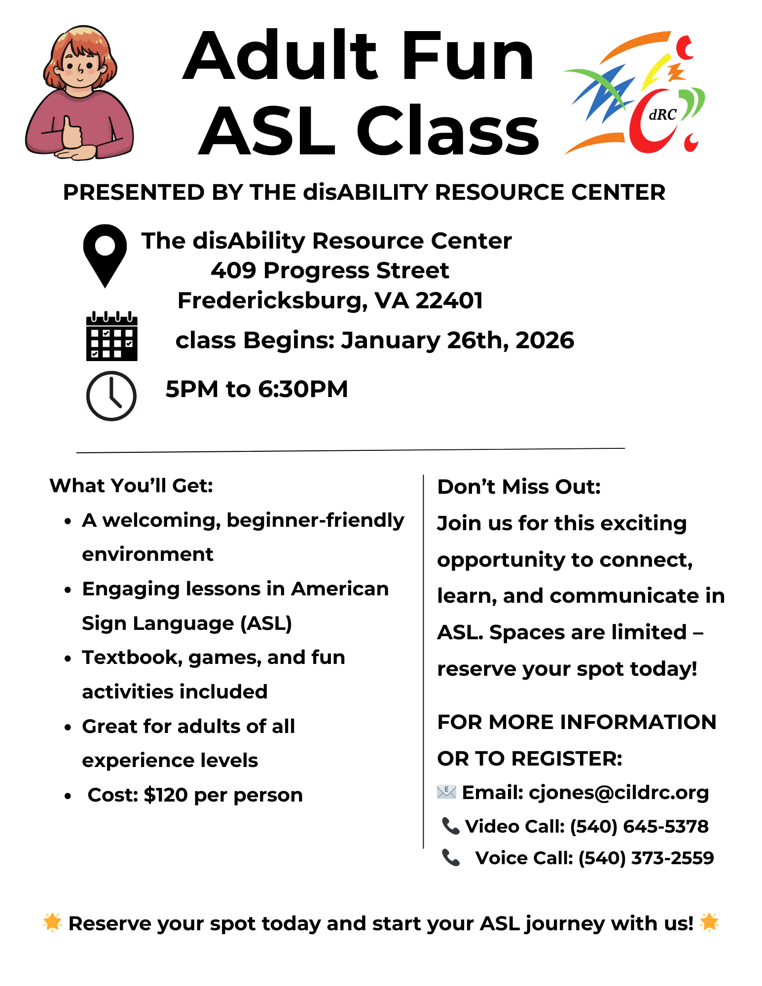 Fun Adult ASL Class Fall 2026 image