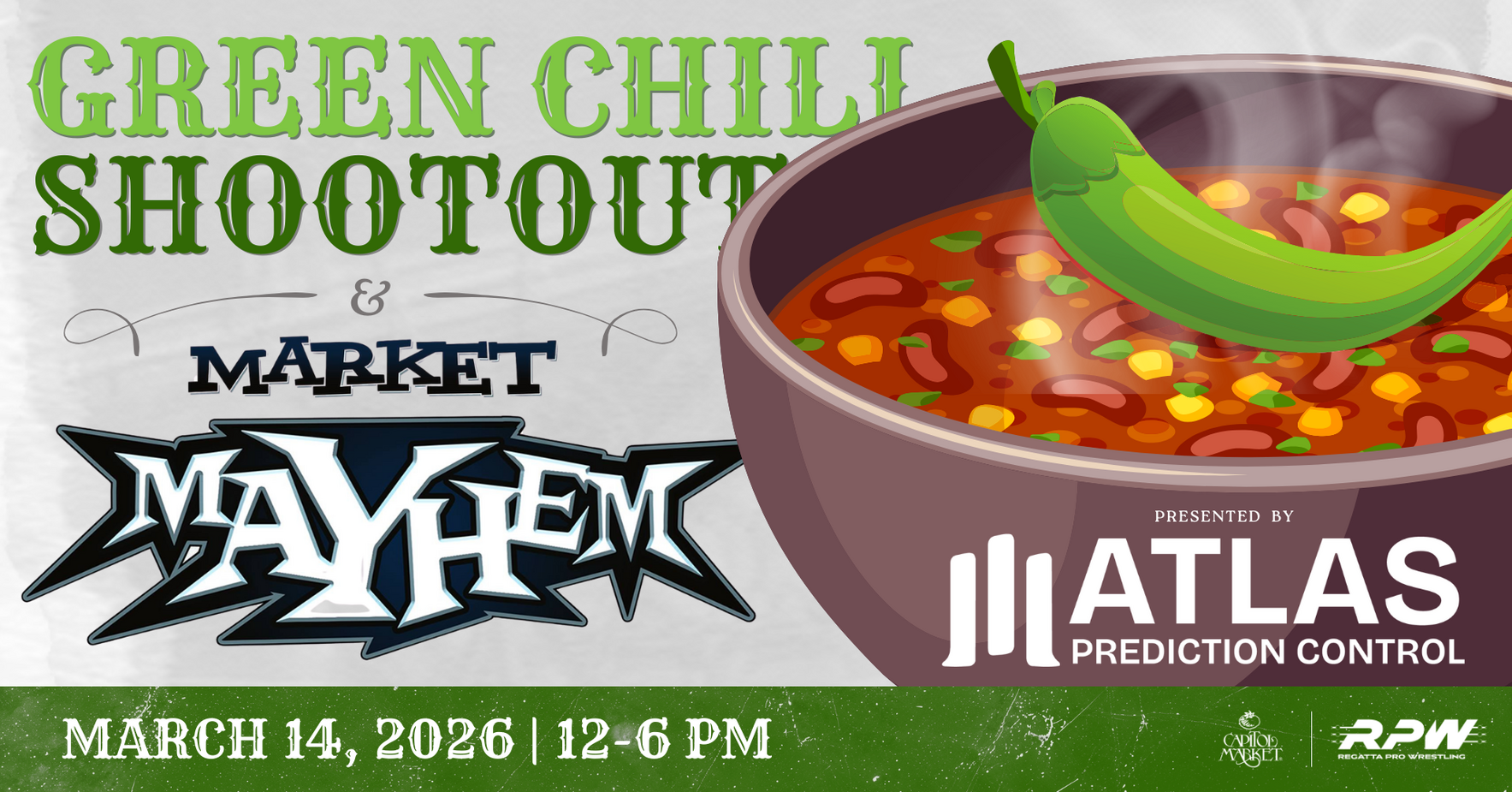 Green Chili Shootout & Market Mayhem, presented by Atlas Prediction Control image